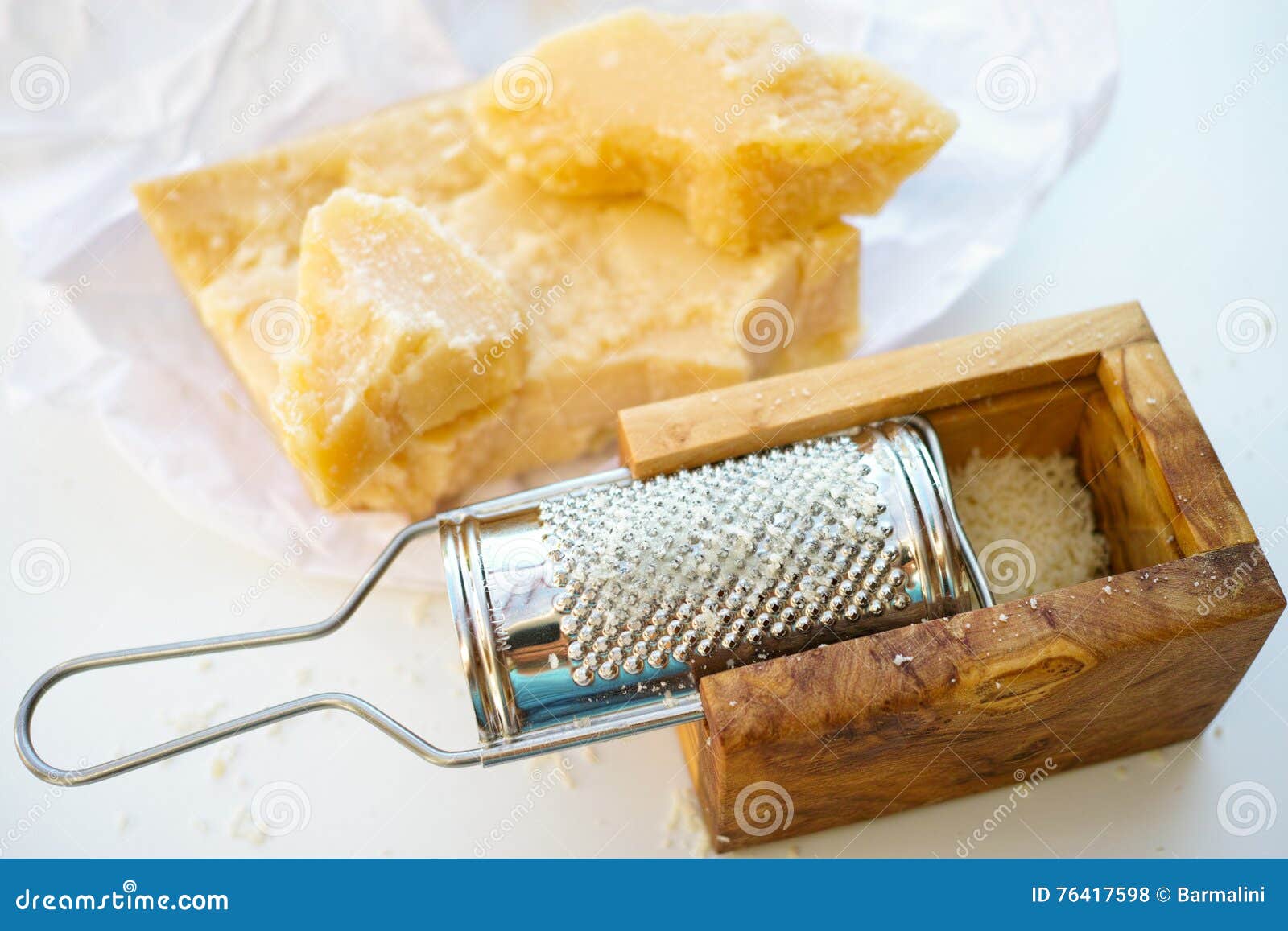 Cheese and Parmesan grater with an olive wood box, handmade