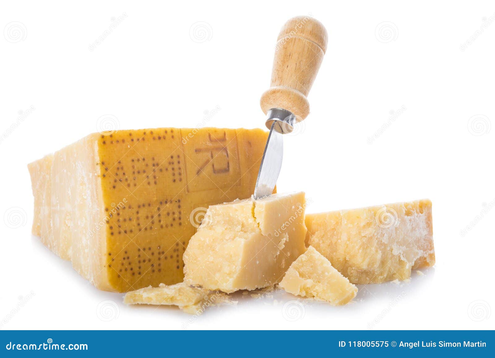parmesan cheese or parmigiano reggiano  on white background