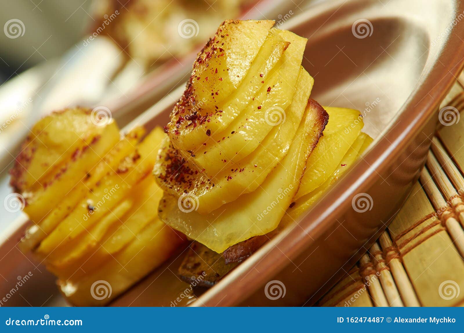 Parmesan Potato Stacks Stock Image Image Of Garlic 162474487