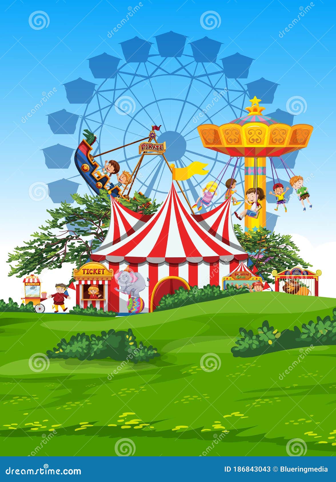 Parque De Diversiones De Dibujos Animados Con Rueda De Ferris Y Parque Infantil Ilustración del Vector - Ilustración de mascota, circo: 186843043 Parque De Diversiones De Dibujos Animados Con Rueda De Ferris Y Parque Infantil Ilustración del Vector - Ilustración de mascota, circo: 186843043