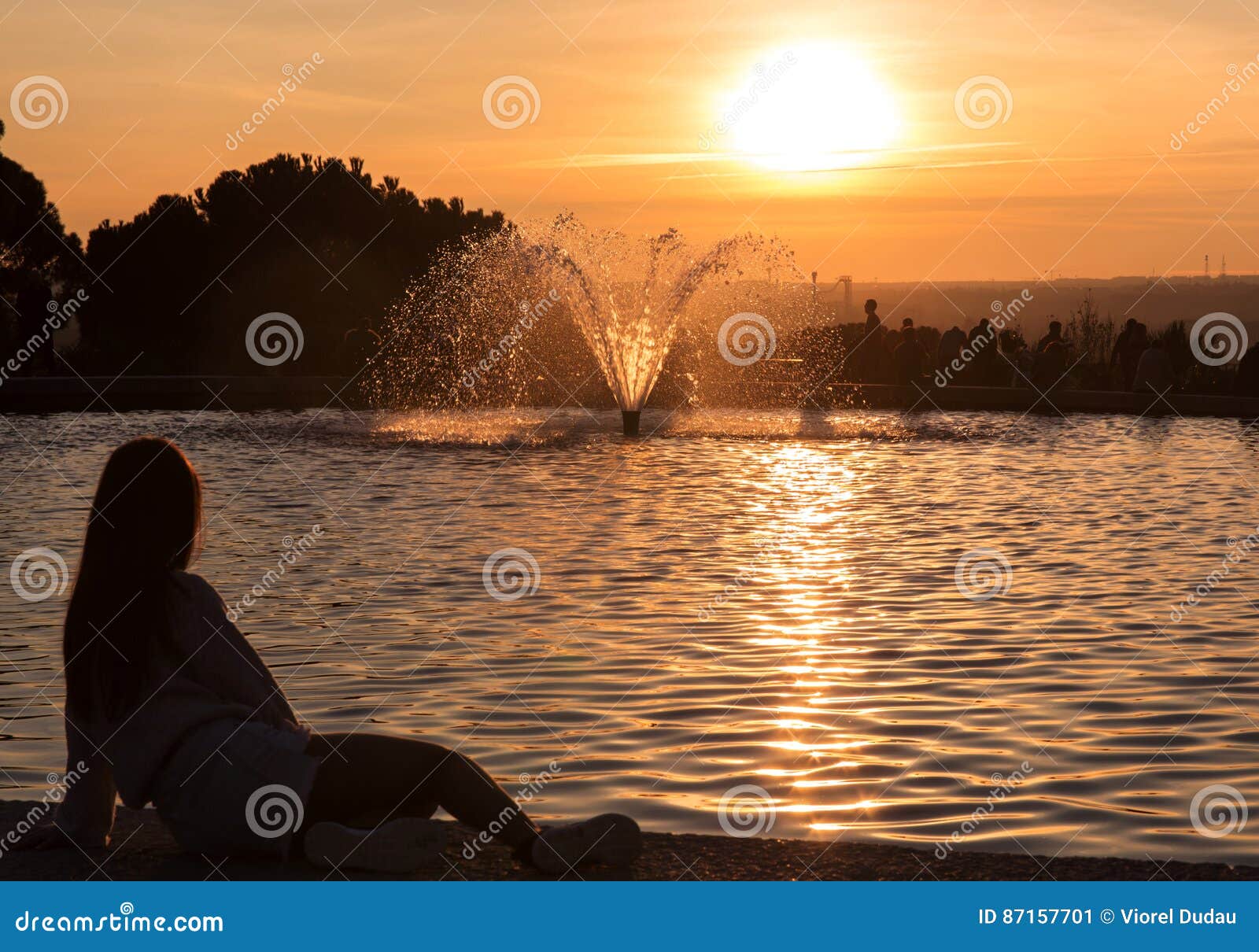 parque del oeste at sunset, madrid, spain