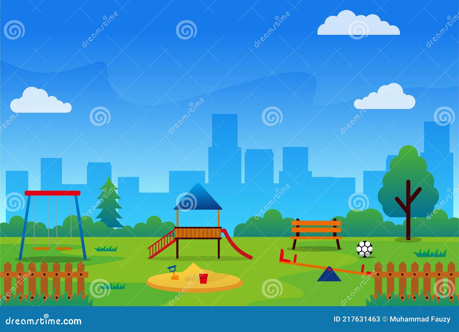 Parque Infantil Ilustración De Dibujos Animados Con Diseño Colorido  Ilustración del Vector - Ilustración de parque, juego: 217631463