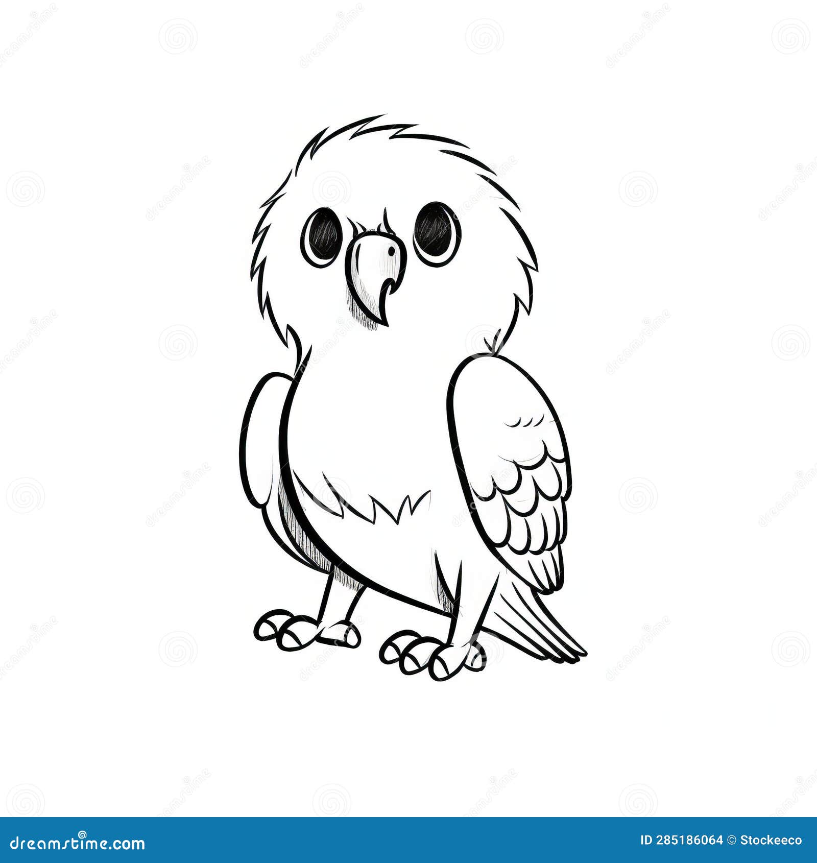 minimalistic cartoon doodle of a parrot