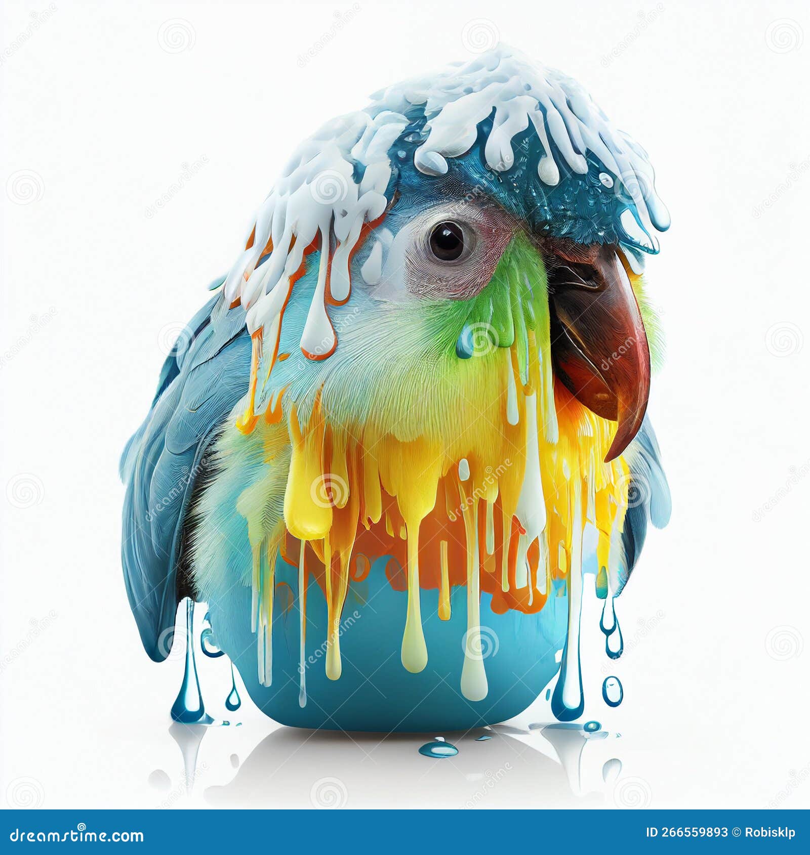 Parrot with Dripping Paint stock illustration. Illustration of artwork