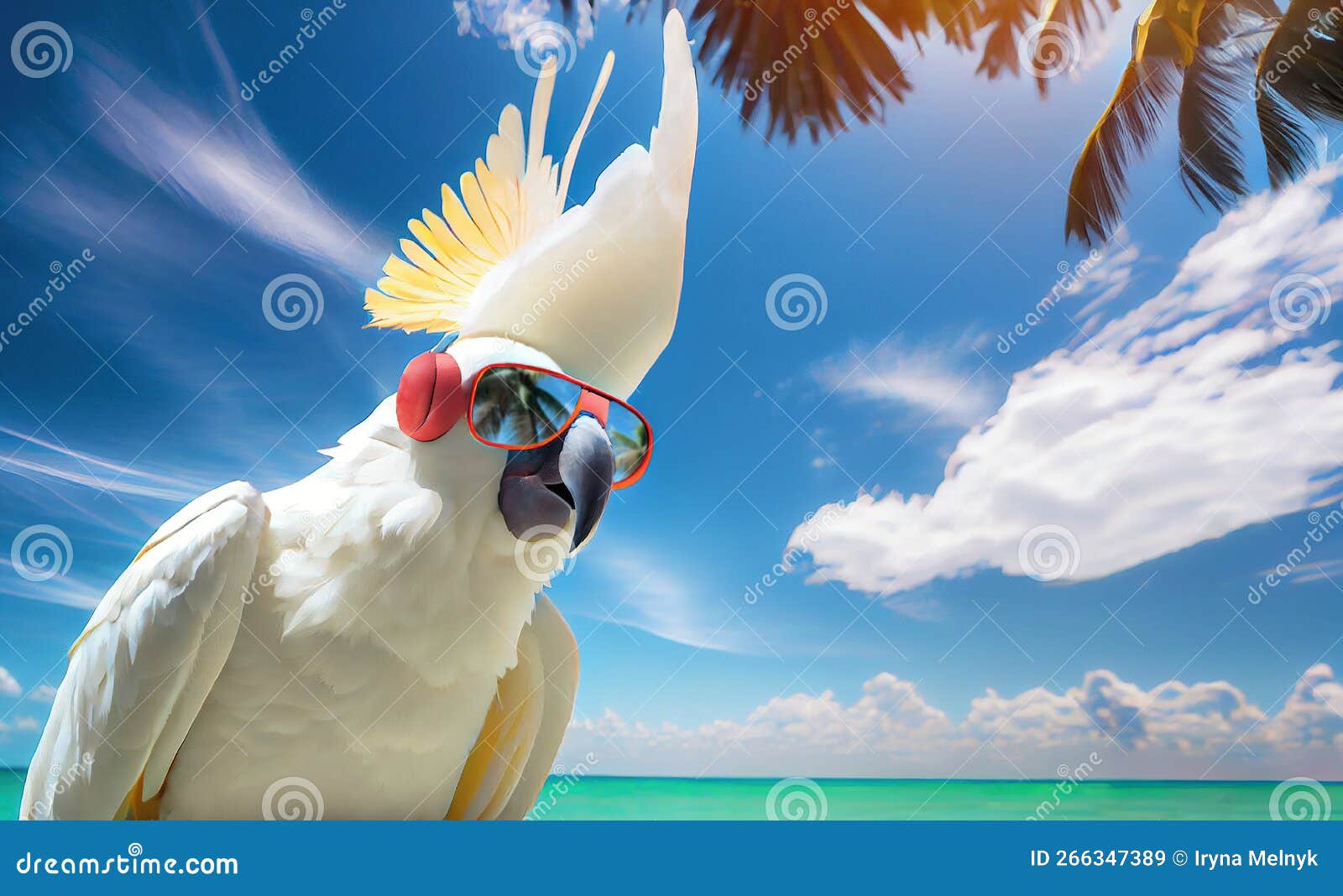 parrot on holiday made with generative ai