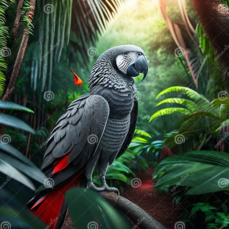 Parrot in the Jungle. Parrot in the Tropical Forest Stock Illustration ... Biology Diagrams
