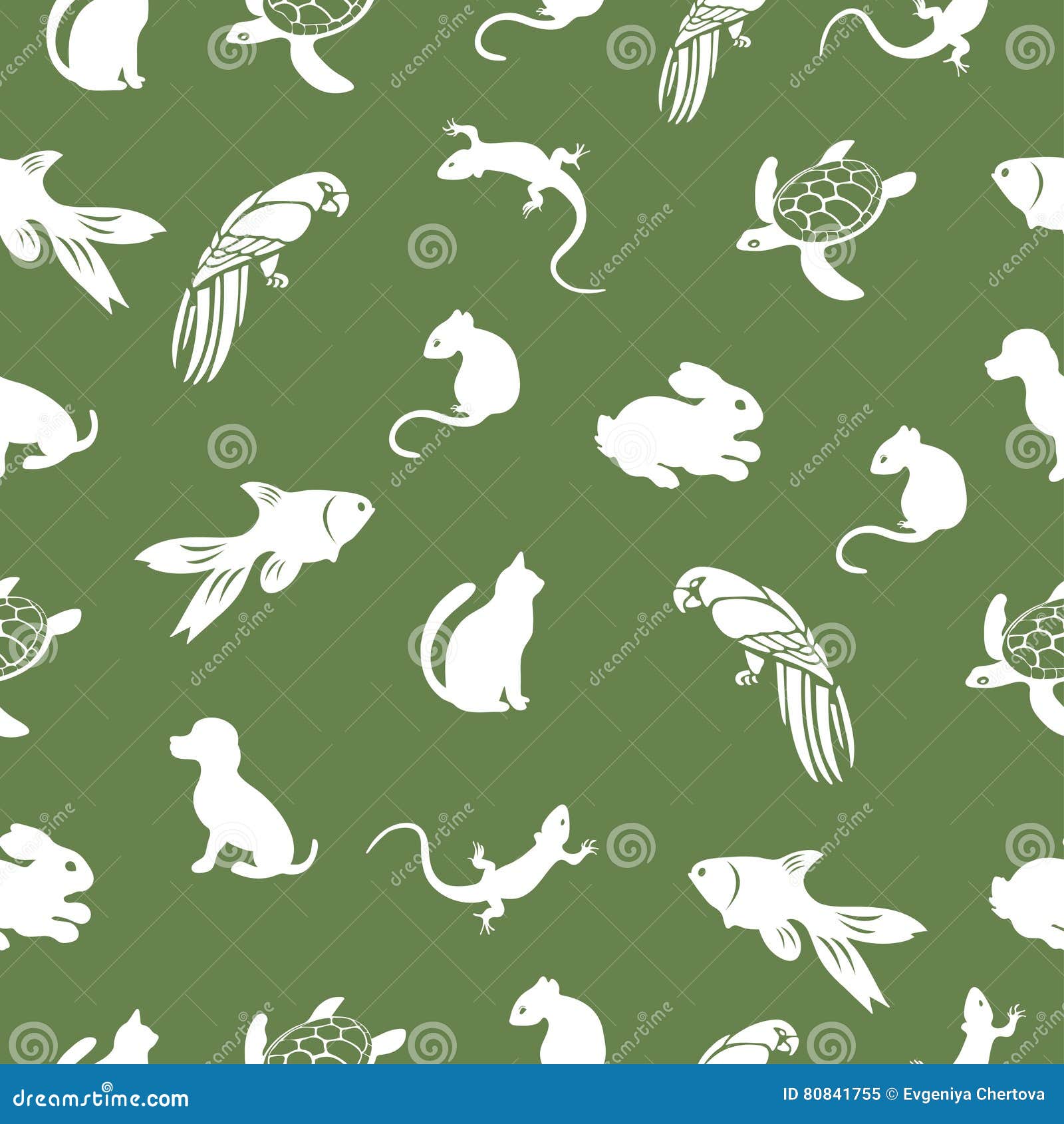 the parrot, turtle, cat, dog, rabbit, mouse, fish, lizard seamless pattern, animal  background. for fabric 