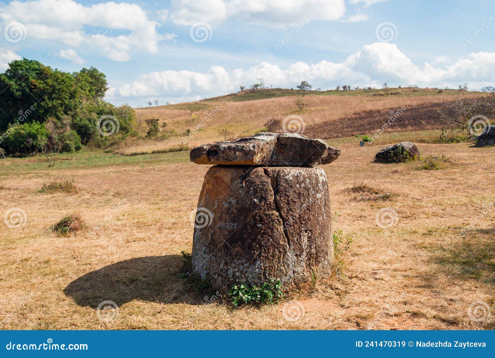 part of archaeological site which was destroyed from exploded cluster bombs - plain of jars.