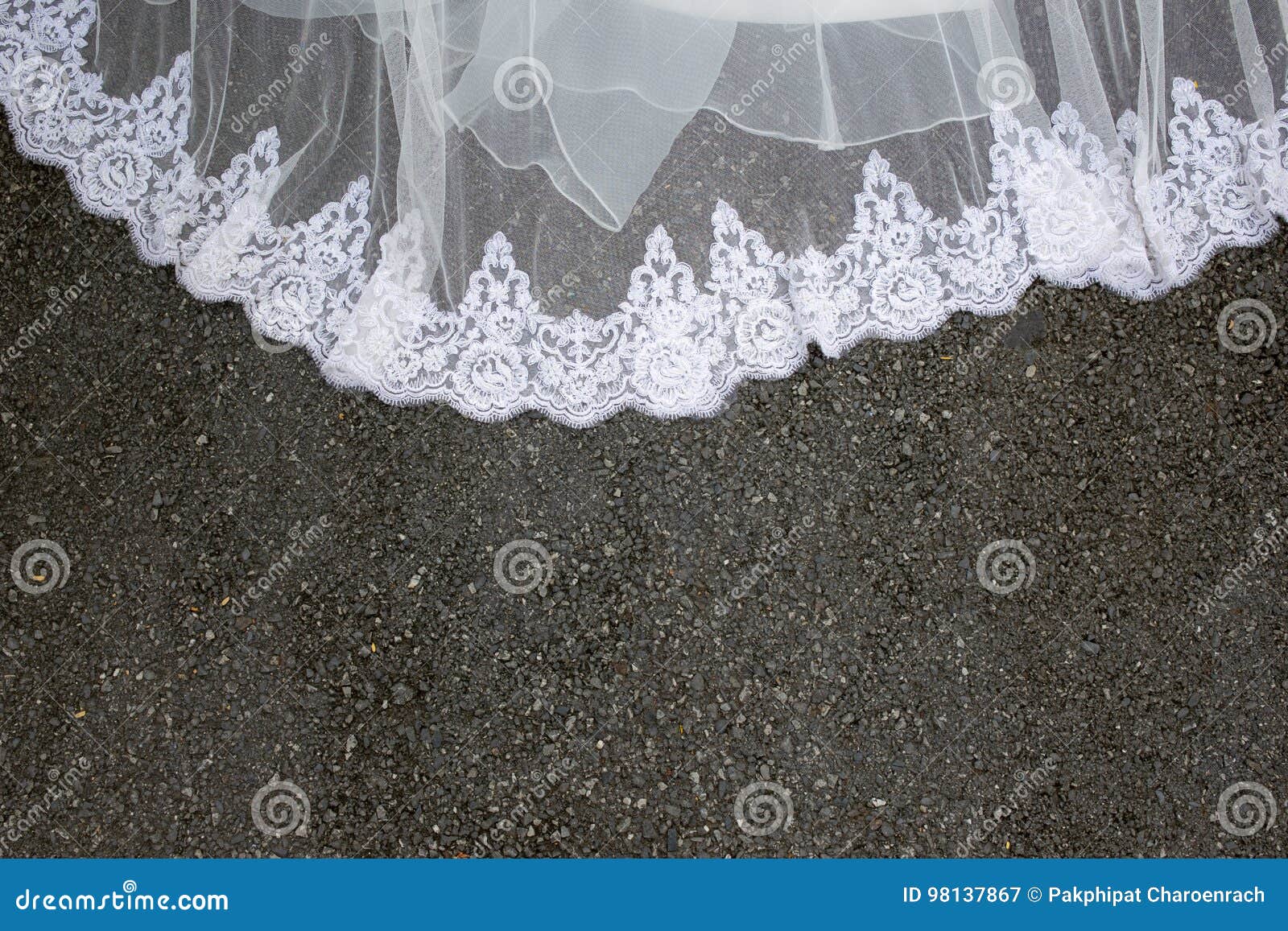 Part of Beautiful Wedding Dress on the Ground. Stock Image - Image of ...