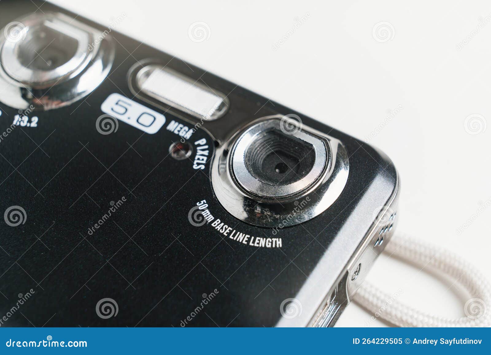 Part of Black Stereoscopic Camera on a White Background.a Camera with