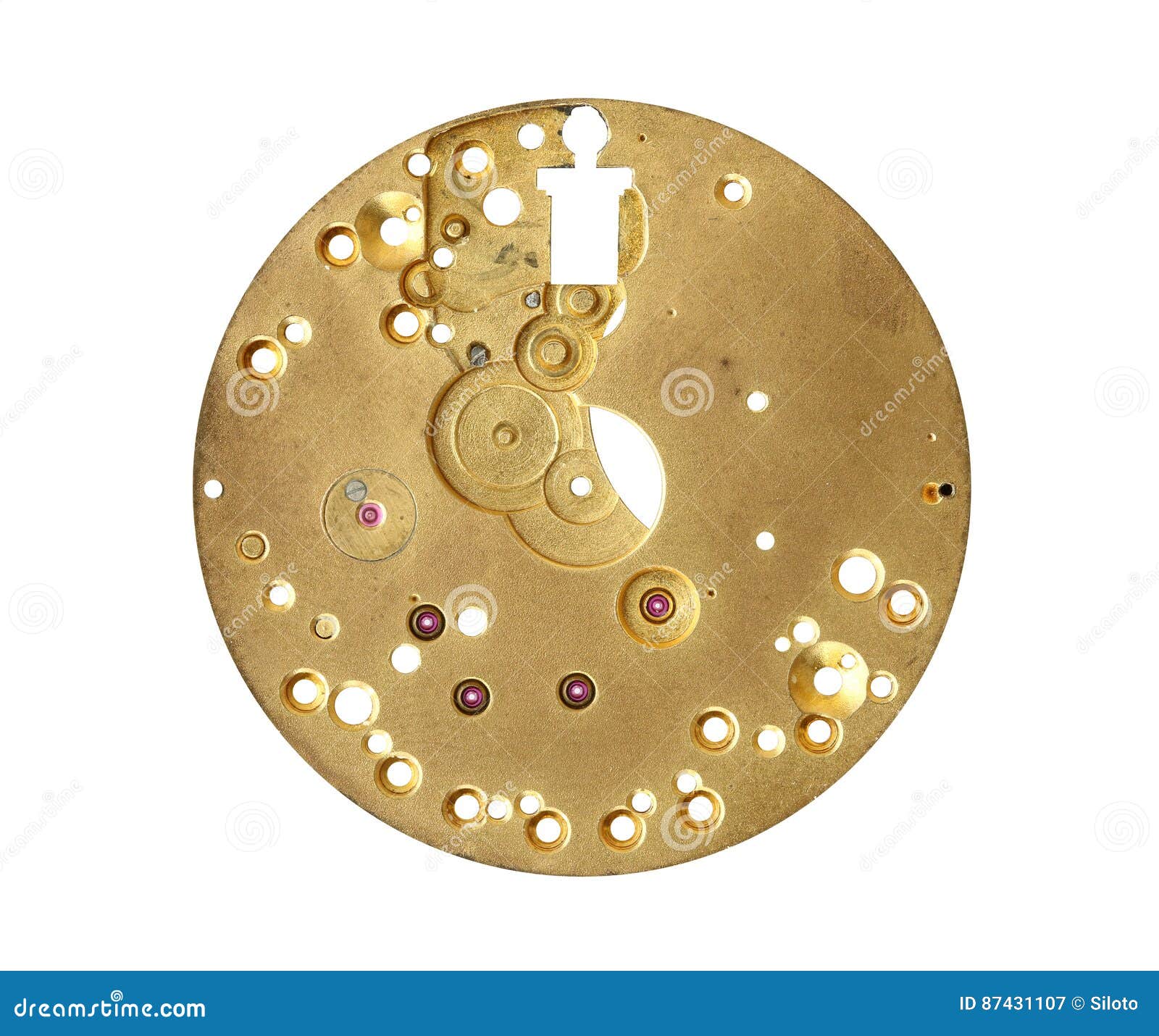 part of clockwork mechanism on white background