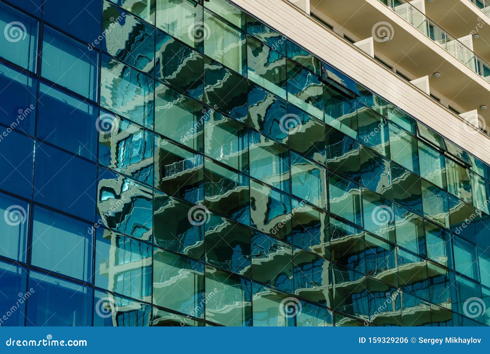 Part of the Facade of the Building with Green Glazing Stock Photo
