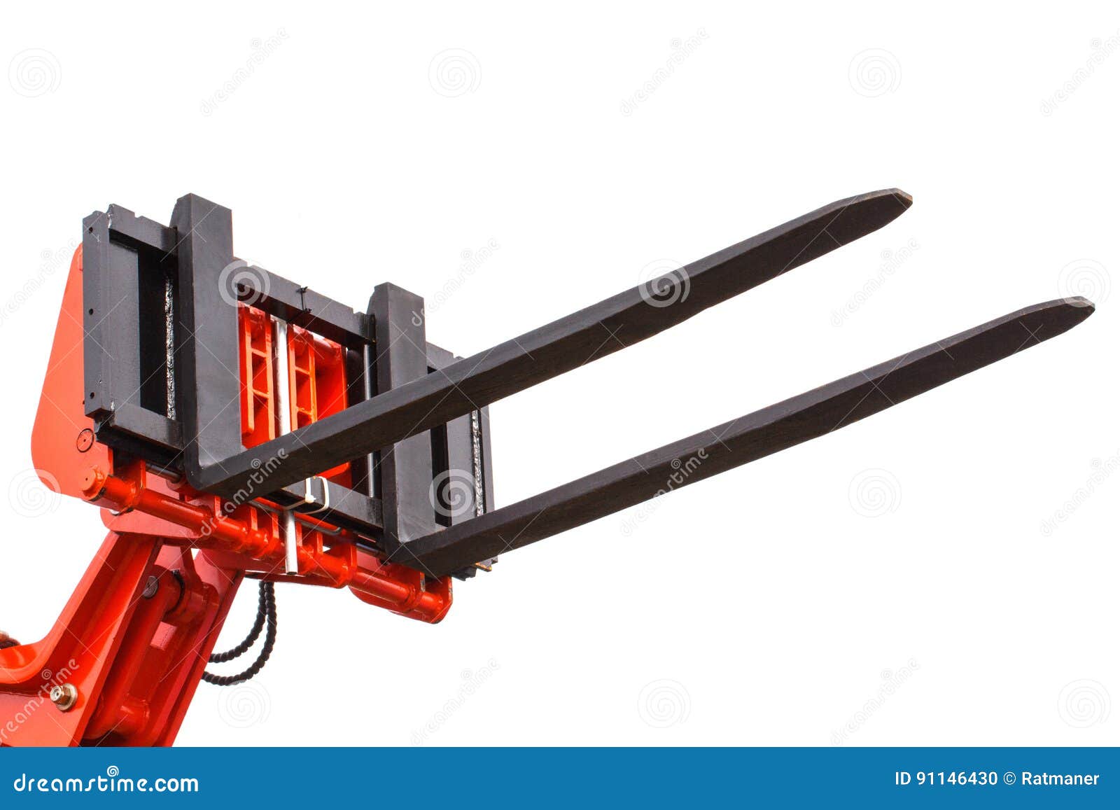 Part Of A Forklift In The Form Of A Wheel And A Pitchfork With A Stock