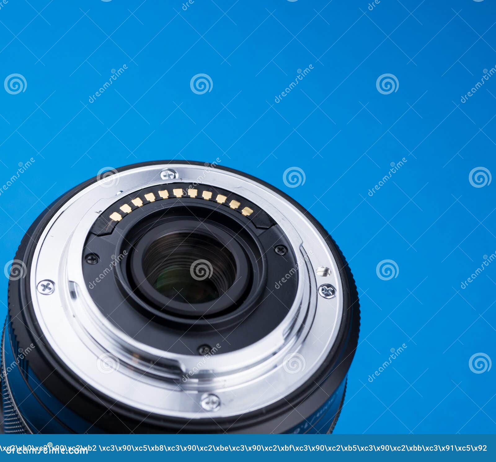 Part of the Lens of the Camera with Mount, Contacts Stock Image