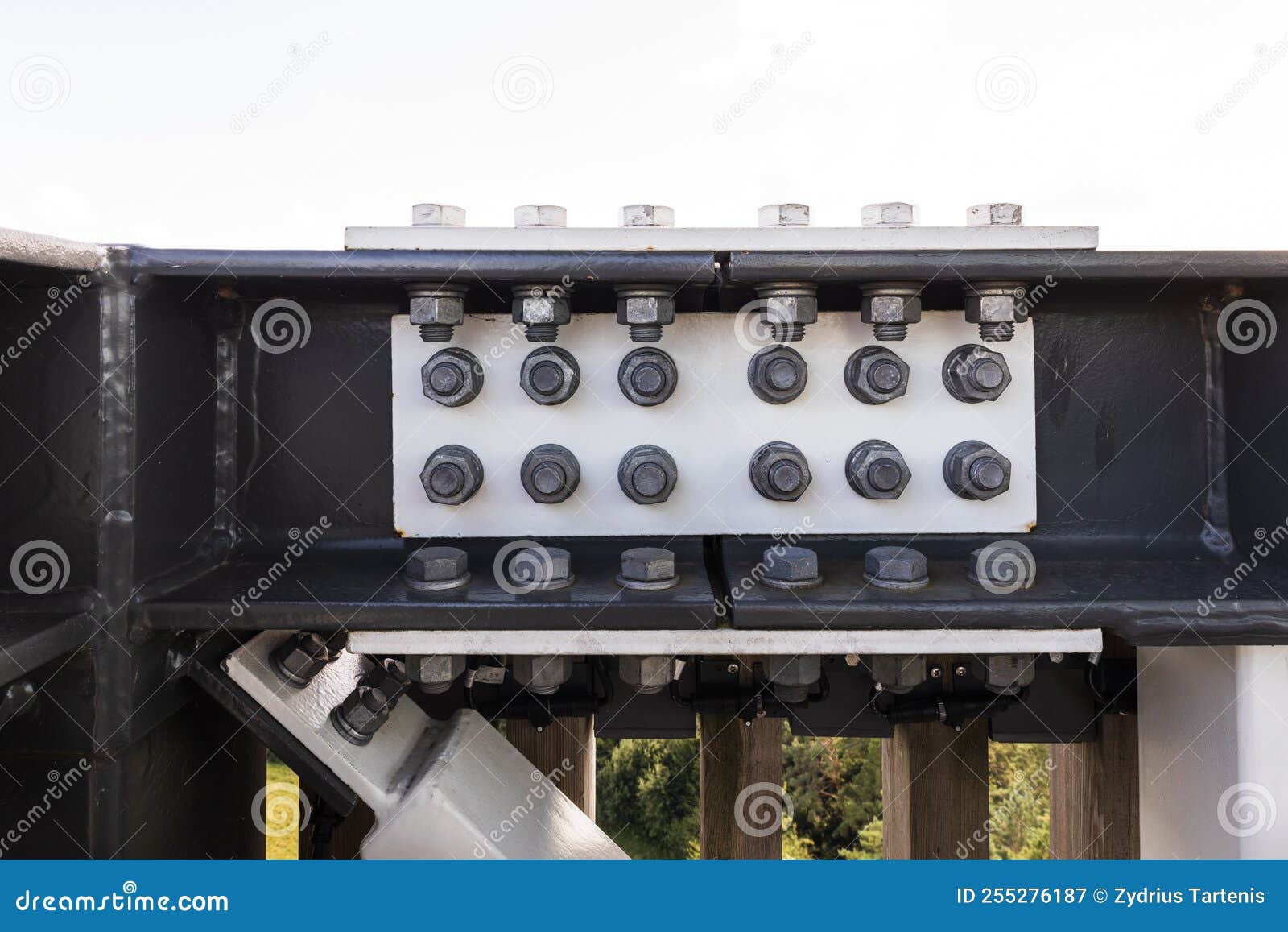 Part of a Massive Metal Structure with Bolts and Rivets at the Steel