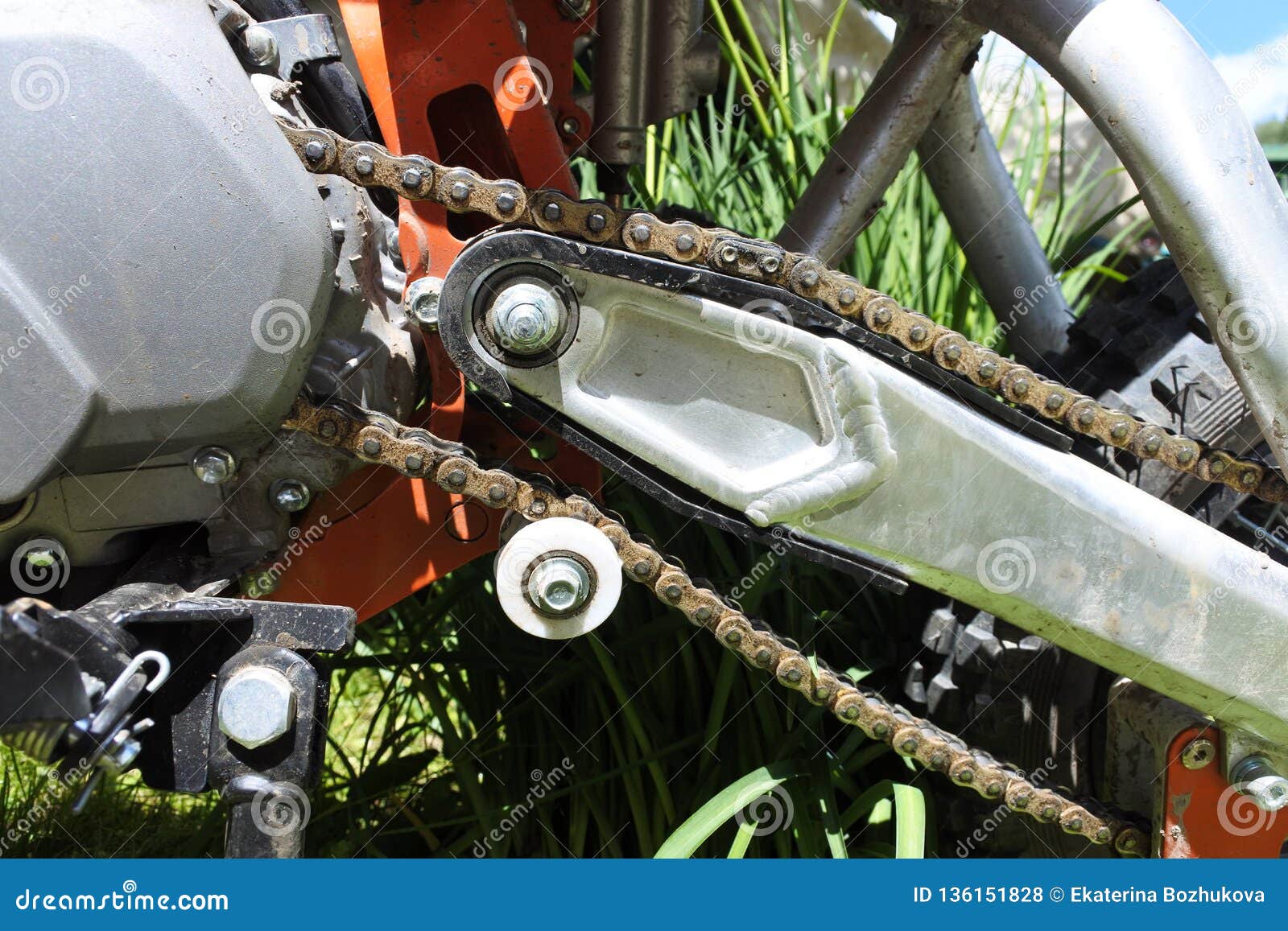 Part of a motorcycle chain stock photo. Image of drive 136151828