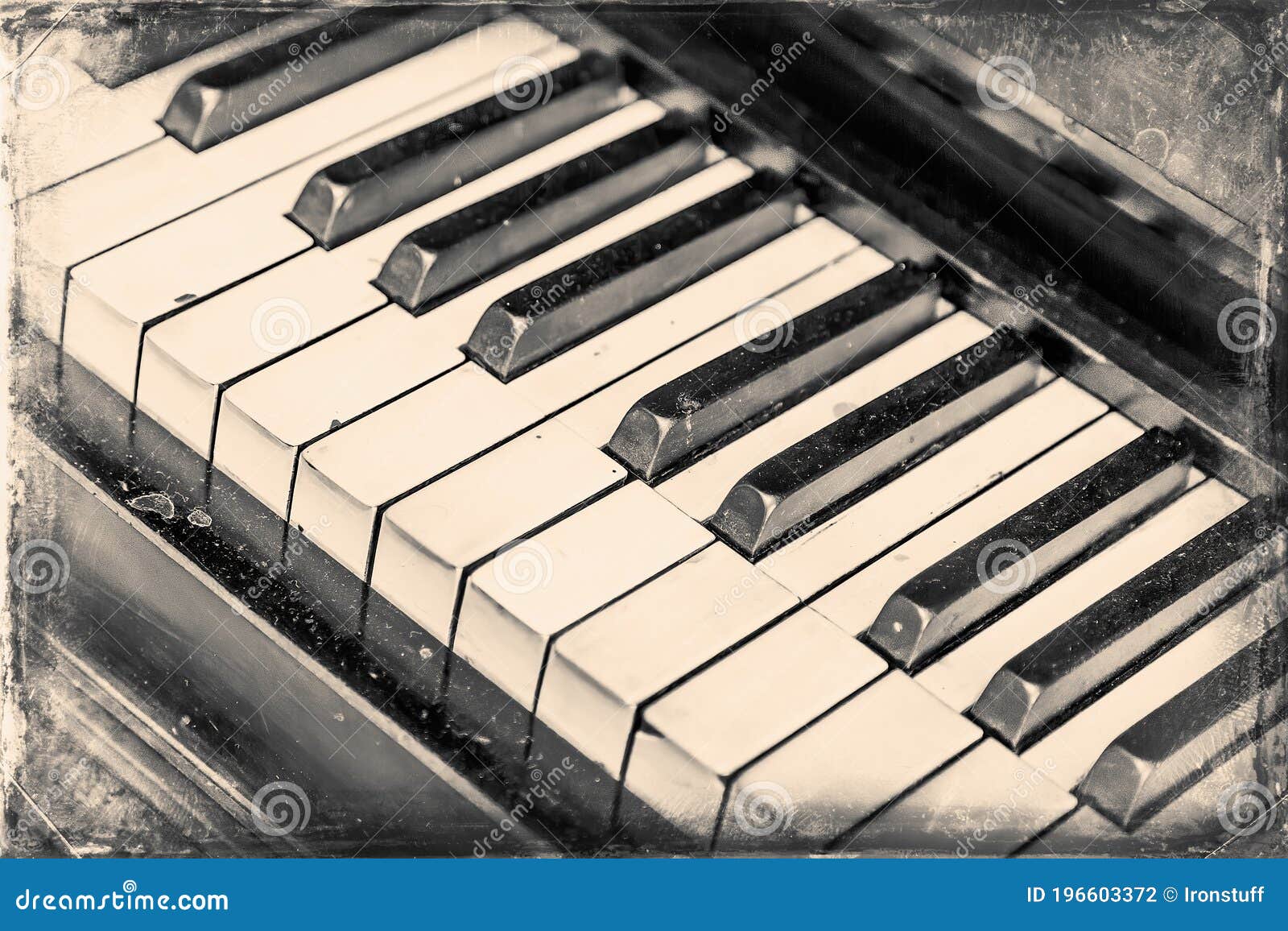 Black and White Antique Piano Keys Stock Photo - Image of vintage