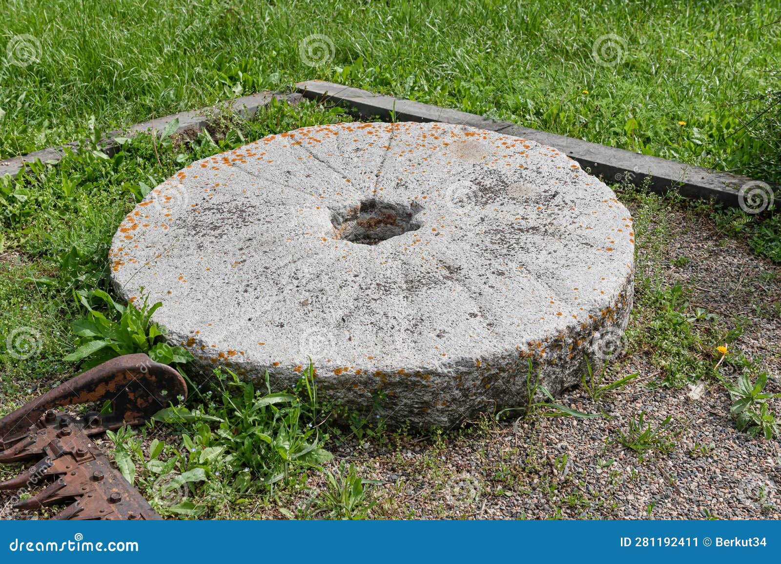 Part of an Old Millstone Made of Stone Stock Image Image of wheat, crush 281192411