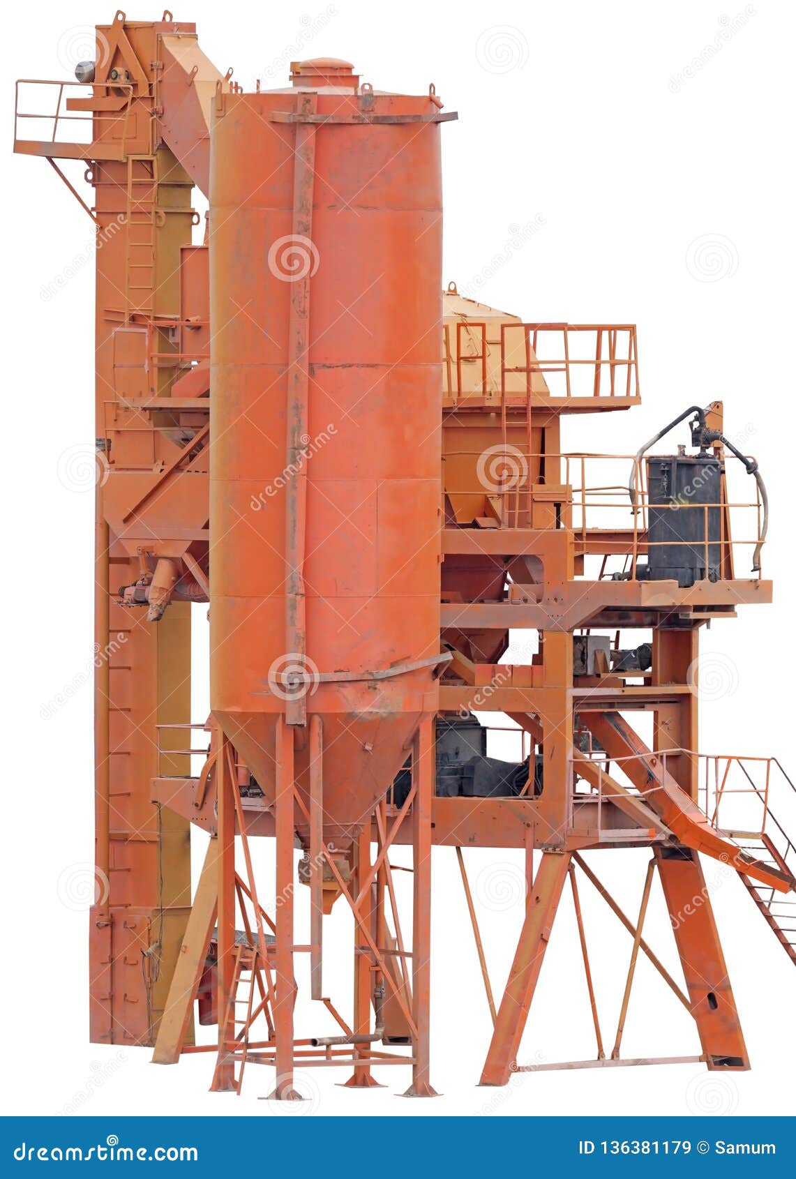Part of Small New Concrete Mixing Plants on White Stock Image - Image