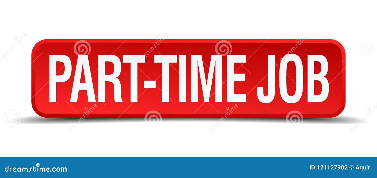 part-time job red square button  on white