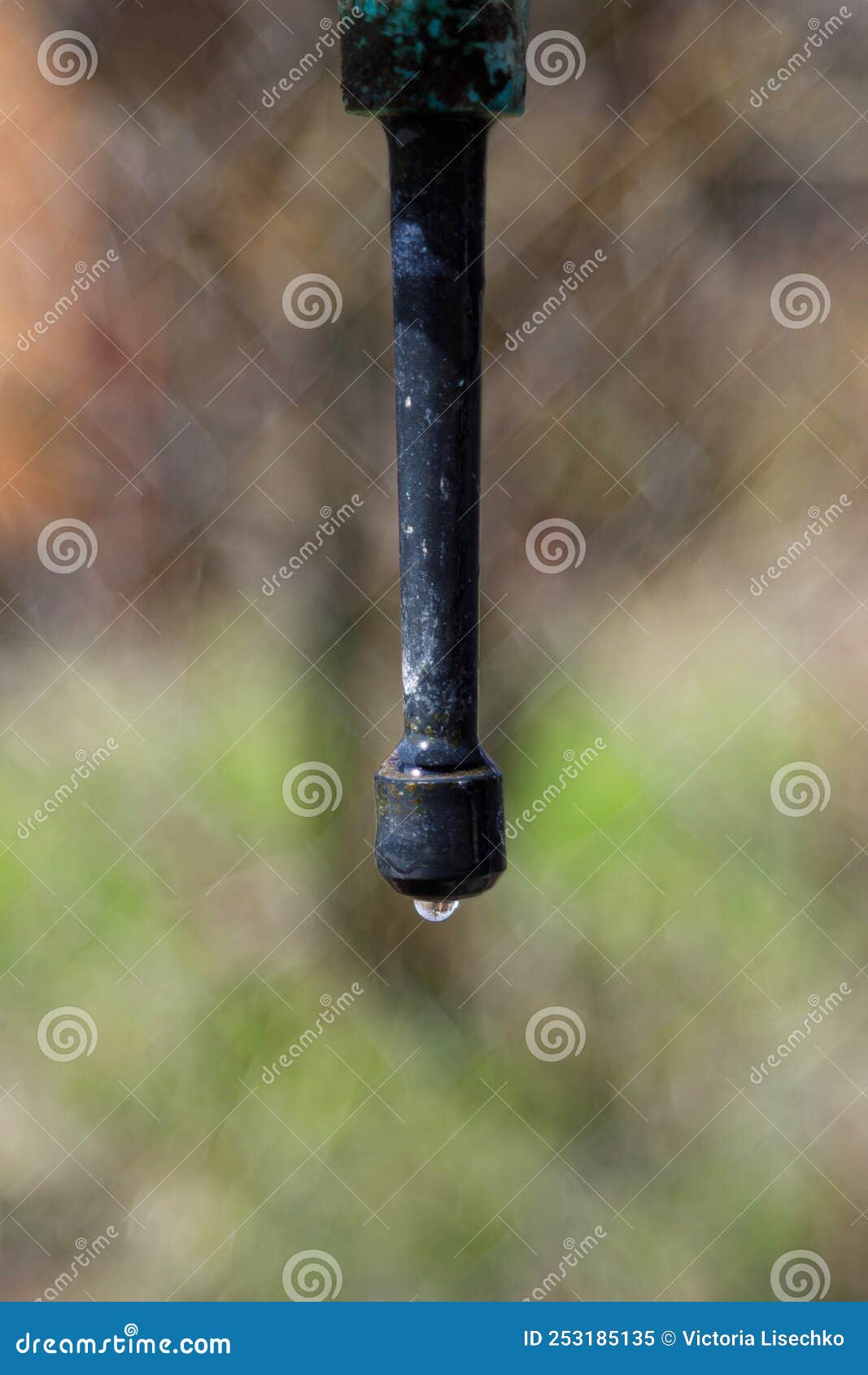 Part of a Washhandstand with a Water Drop. Closeup Stock Image