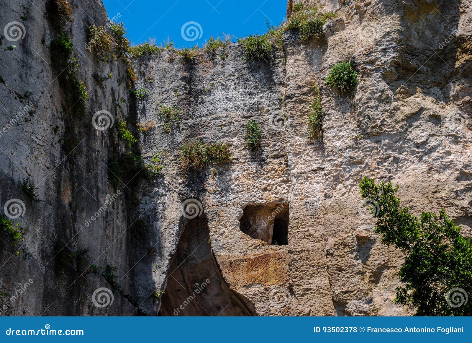 A Partial View of Dionysius Ear in Syracuse. Sicily Stock Photo Image