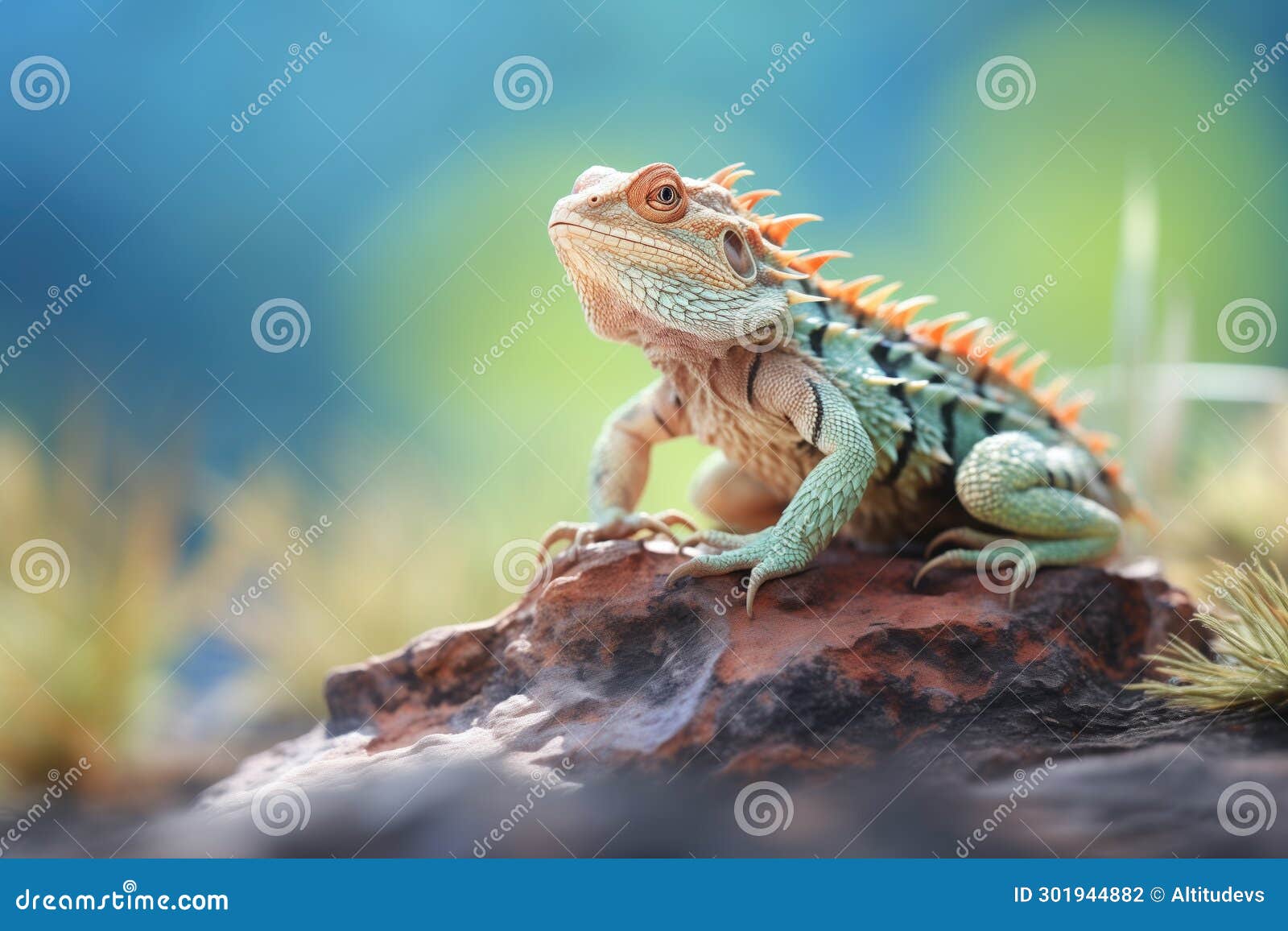 Partially Shaded Bearded Dragon on Rough Terrain Stock Photo Image of