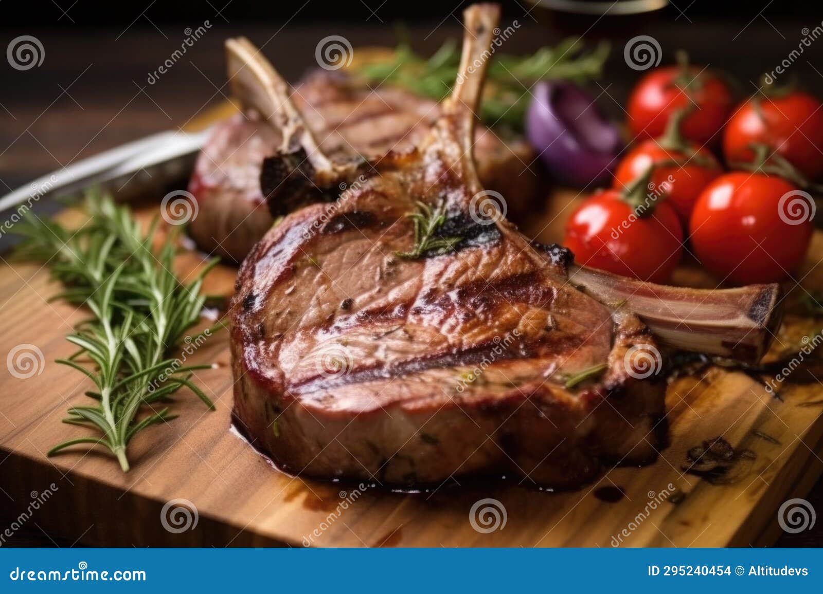 Partially Sliced Grilled Veal Chop on a Board Stock Photo Image of