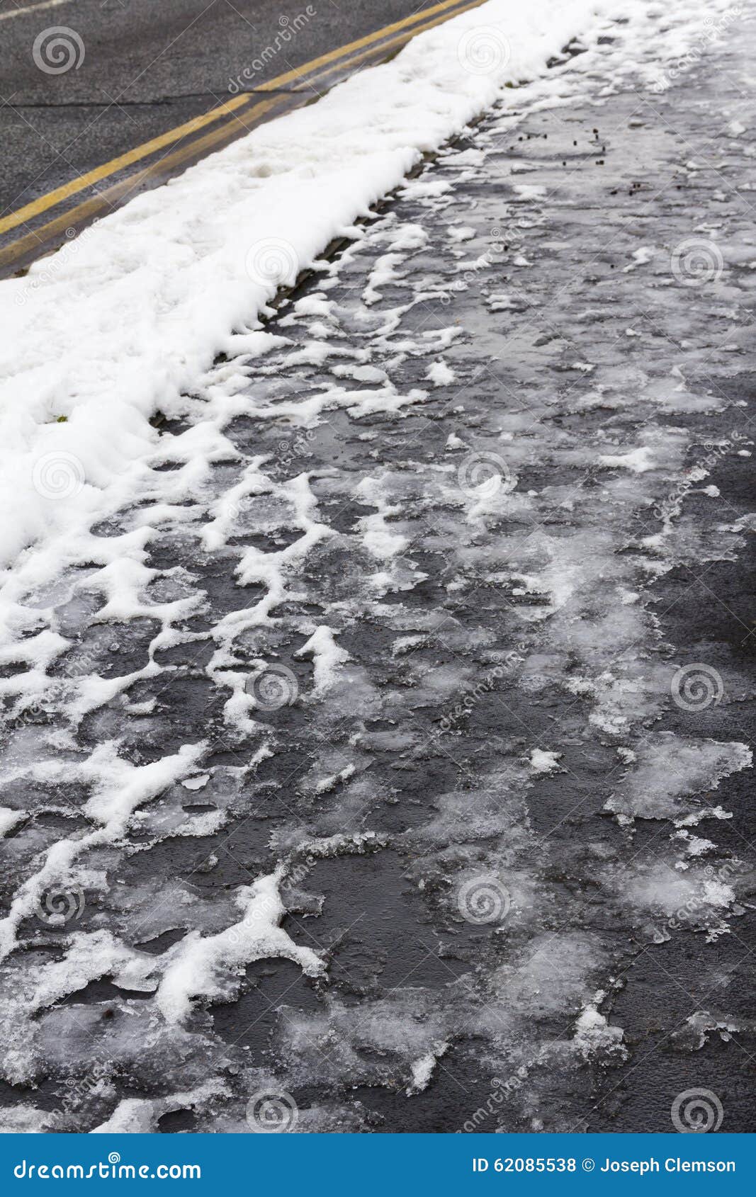 Partially Thawed Snow on Pavement Stock Photo - Image of winter