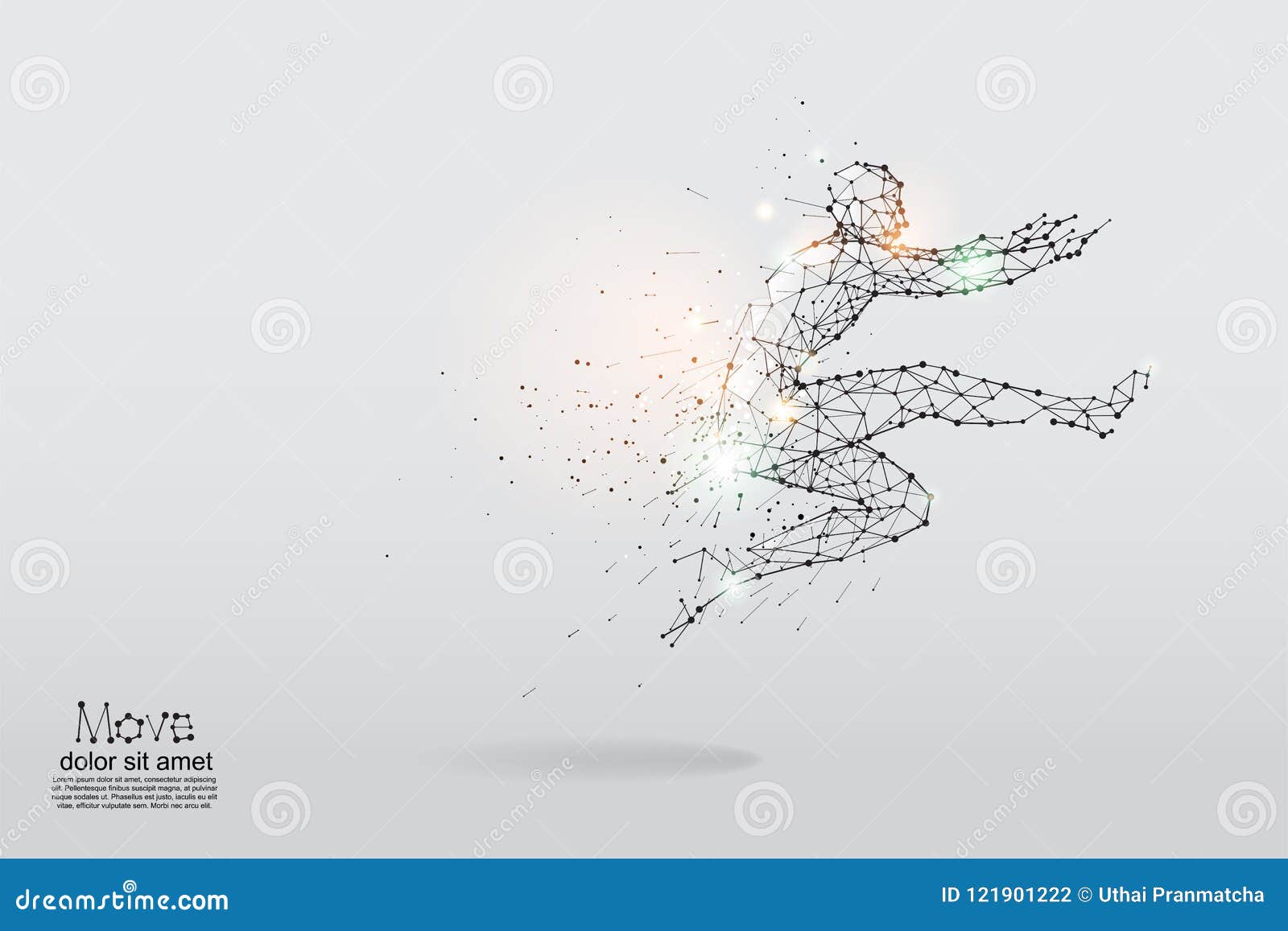 The Particles Geometric Art Line And Dot Of Human Jumping Stock Vector Illustration Of Life Dots