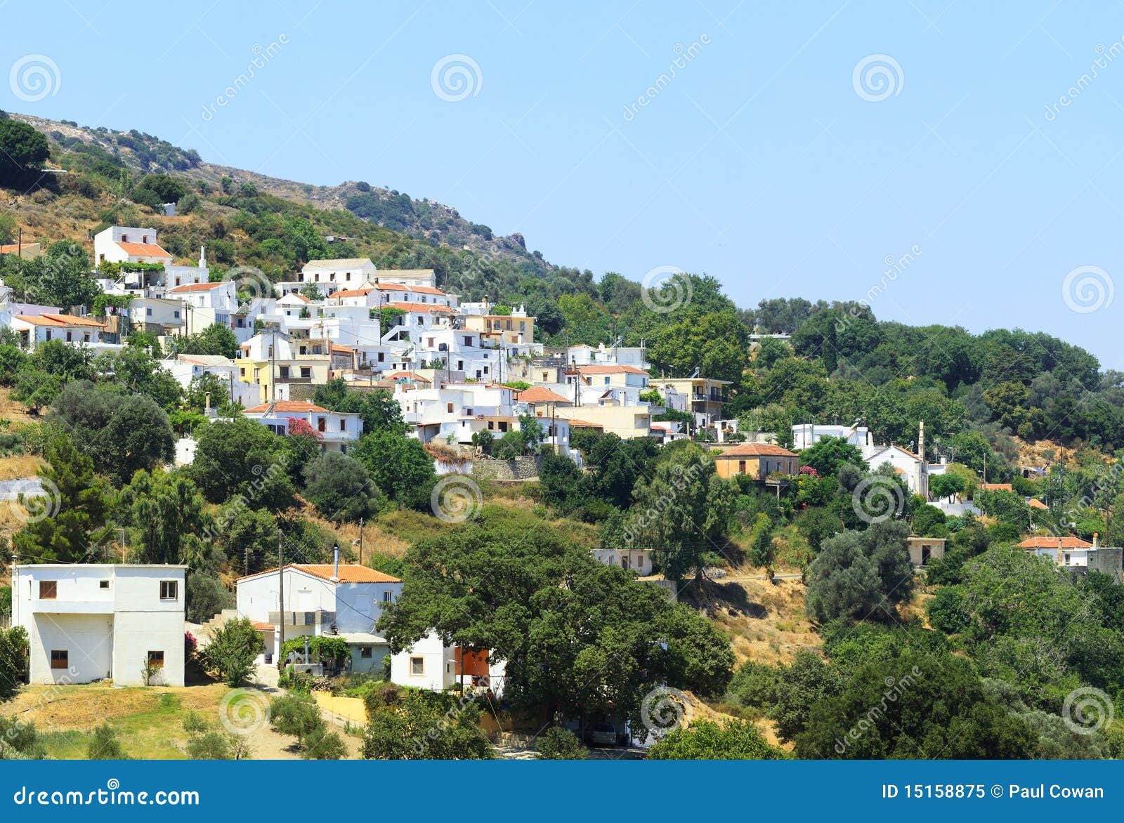 Particolare del villaggio di Apostoli. Un paesino di montagna greco tipico, Apostoli, sul bordo della valle di Amari in Crete, la Grecia