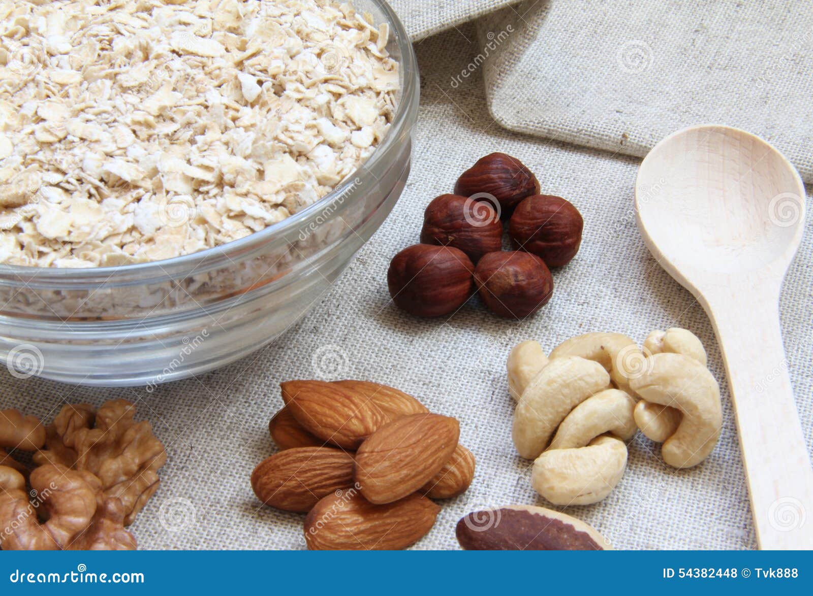 Particularly Gentle Oatmeal with Nuts Stock Photo Image of oats