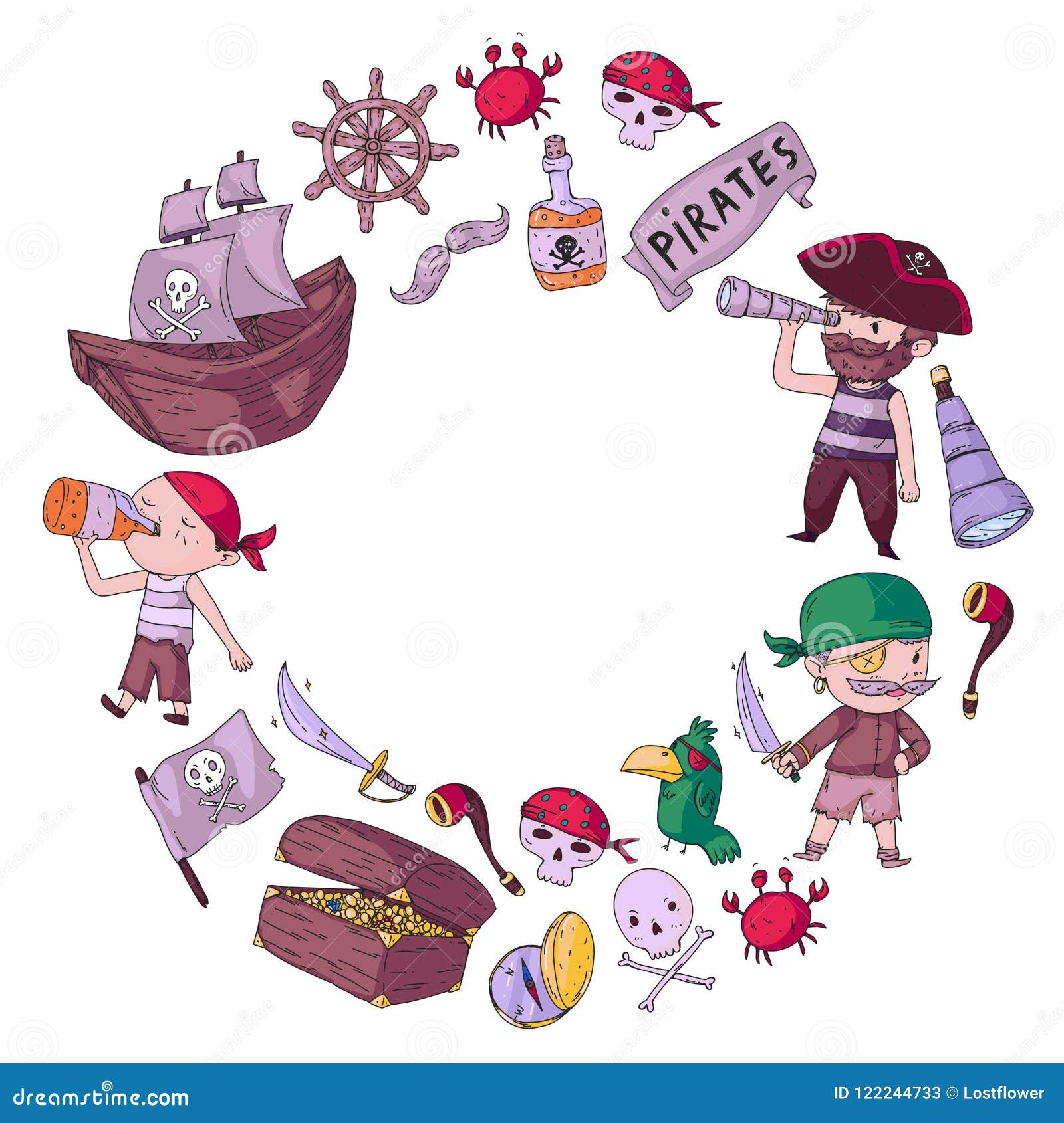 Partido Del Pirata Para Los Pequeños Niños Fondo De La Guardería ...