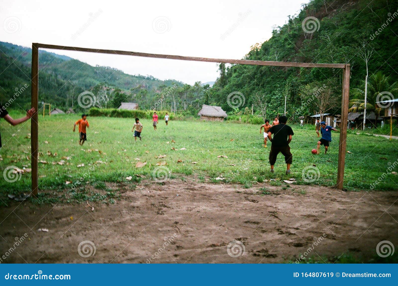 Partie De Foot in the Rainforest Editorial Stock Image - Image of