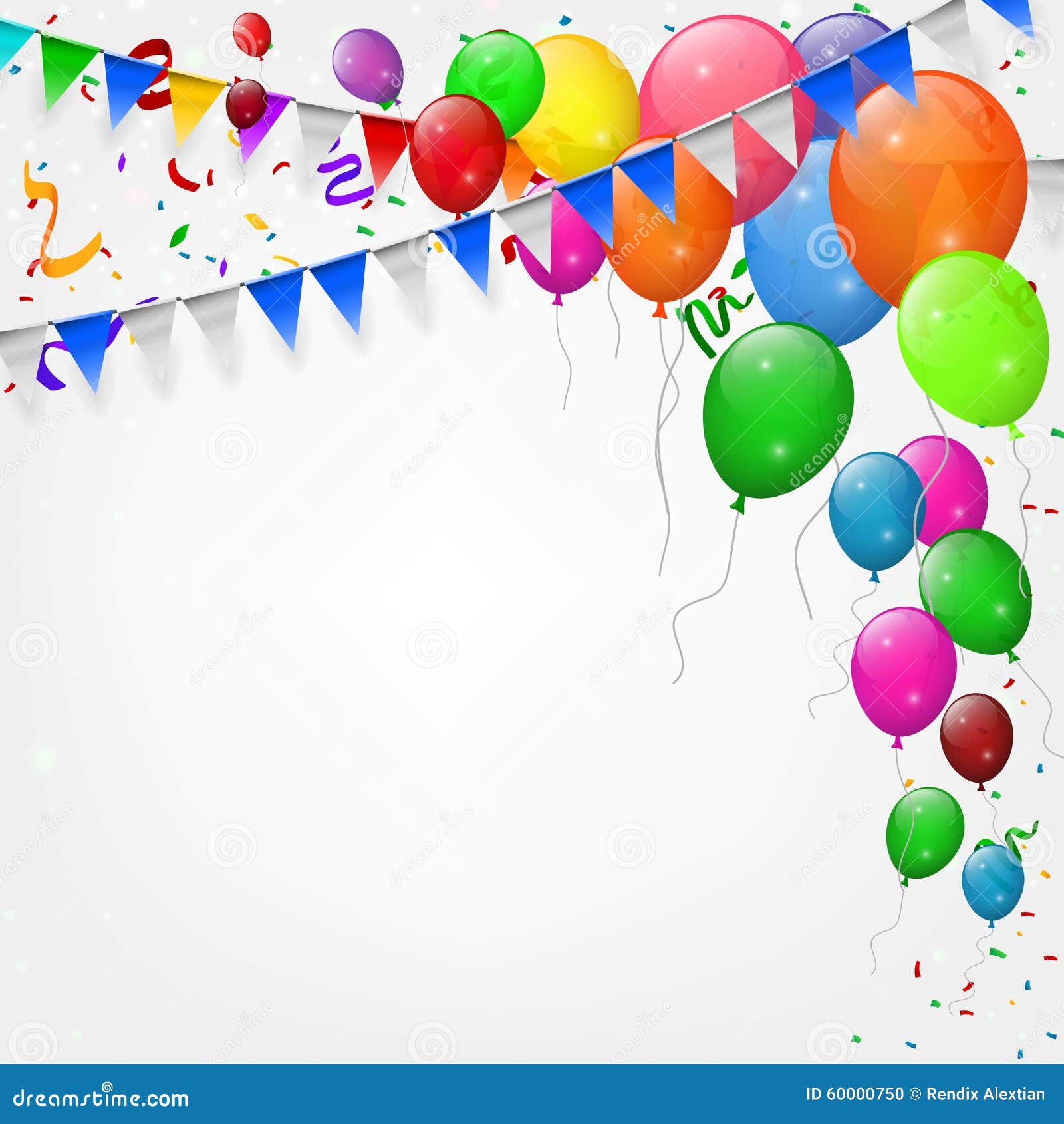 Illustration horizontale de joyeux anniversaire avec ballon rose et violet  réaliste 3d et confitti