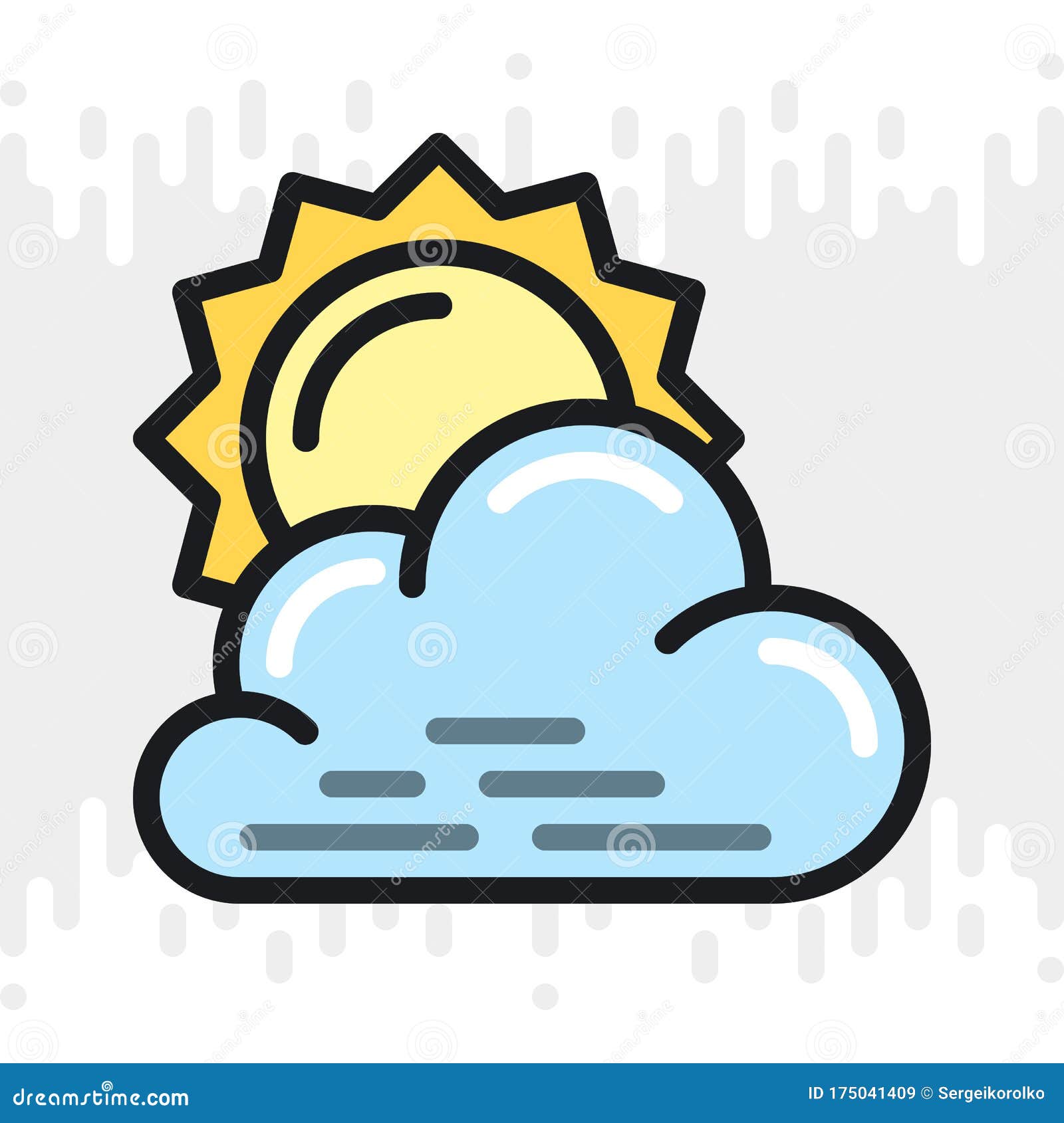 Partly Cloudy Or Partially Cloudy Icon For Weather Forecast Application Or Widget Sun Behind The Cloud Color Version Stock Vector Illustration Of Cloudy Metcast