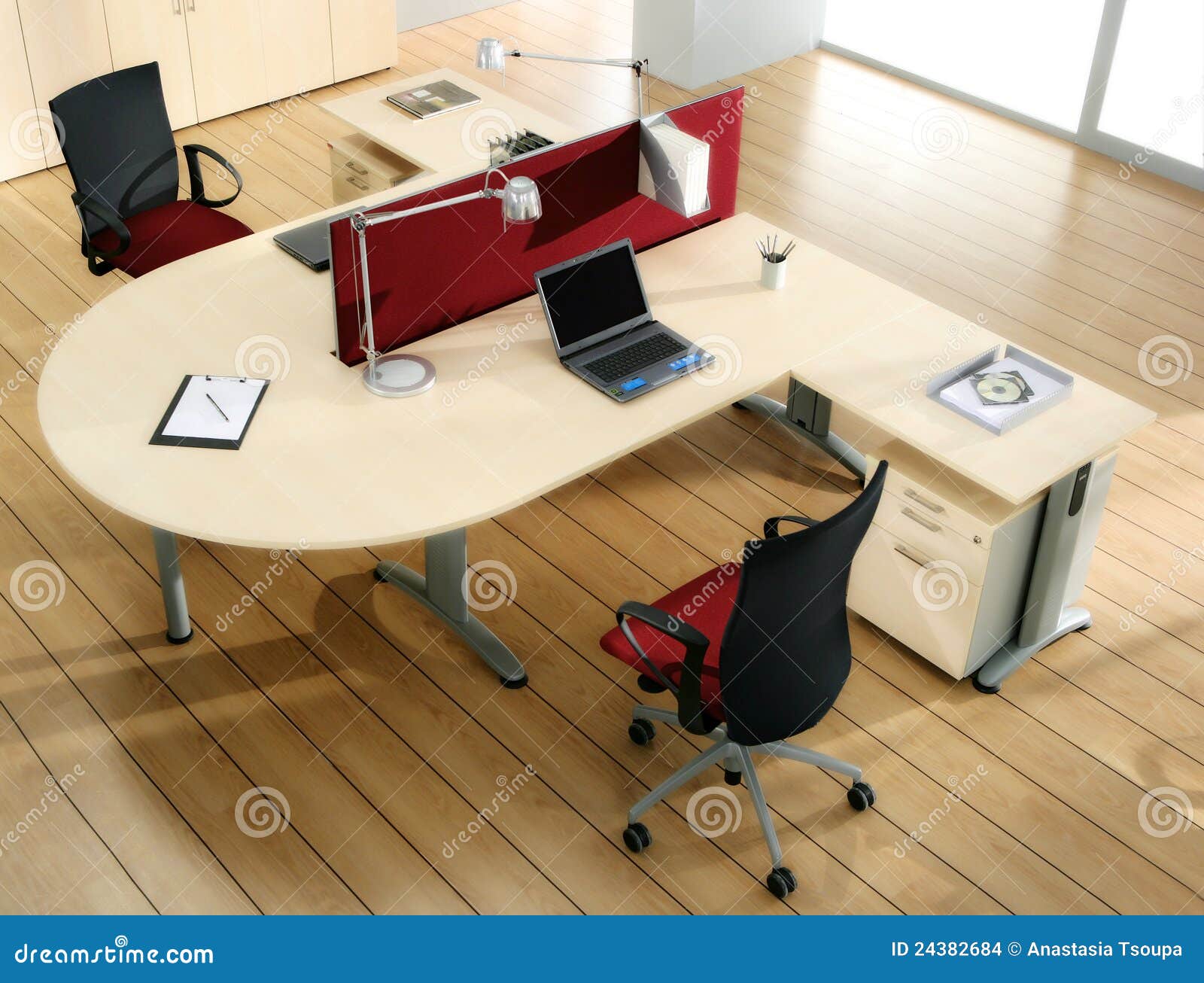 Partners Desk With Computers Stock Photo Image Of Notepad