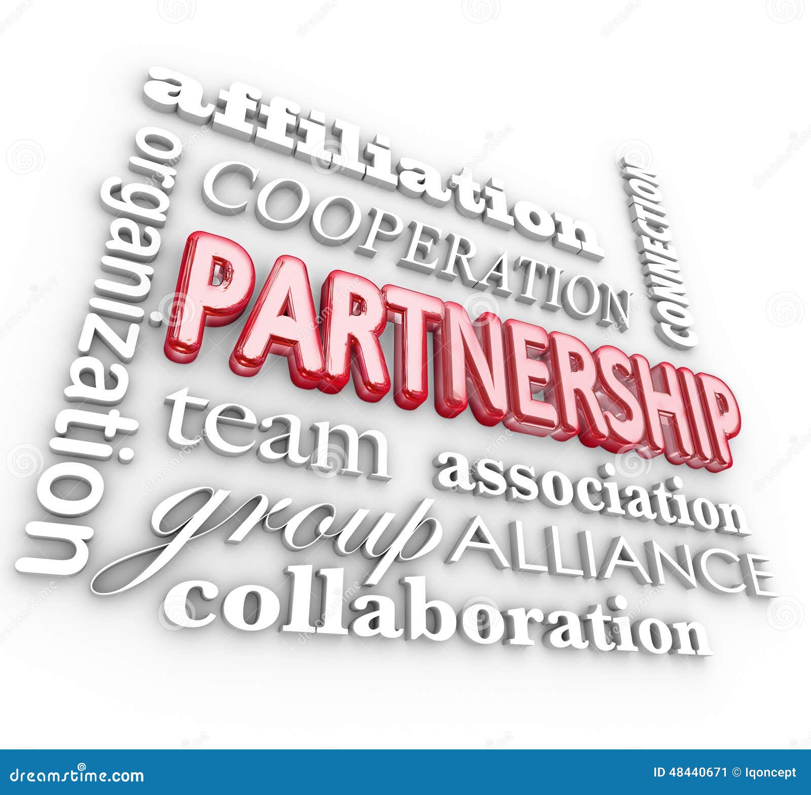 partnership 3d word collage team association alliance