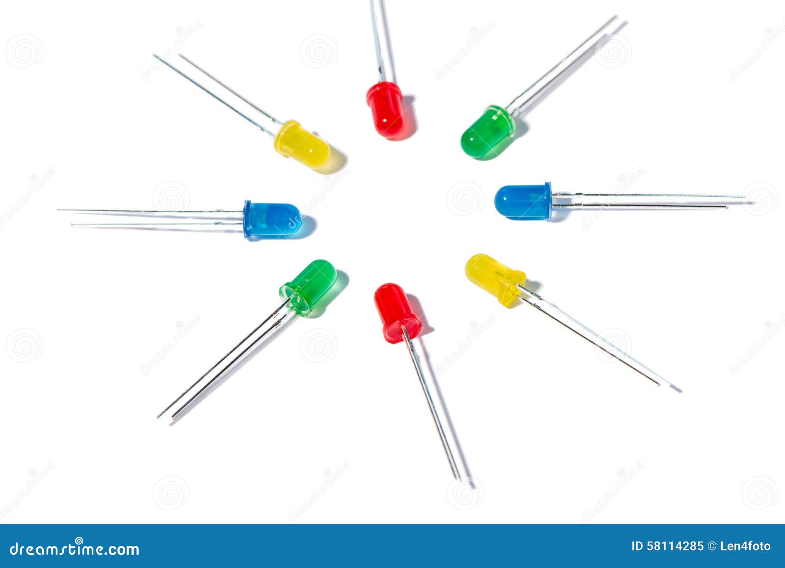 Parts of an Light Emitting Diode on White Background Stock Image