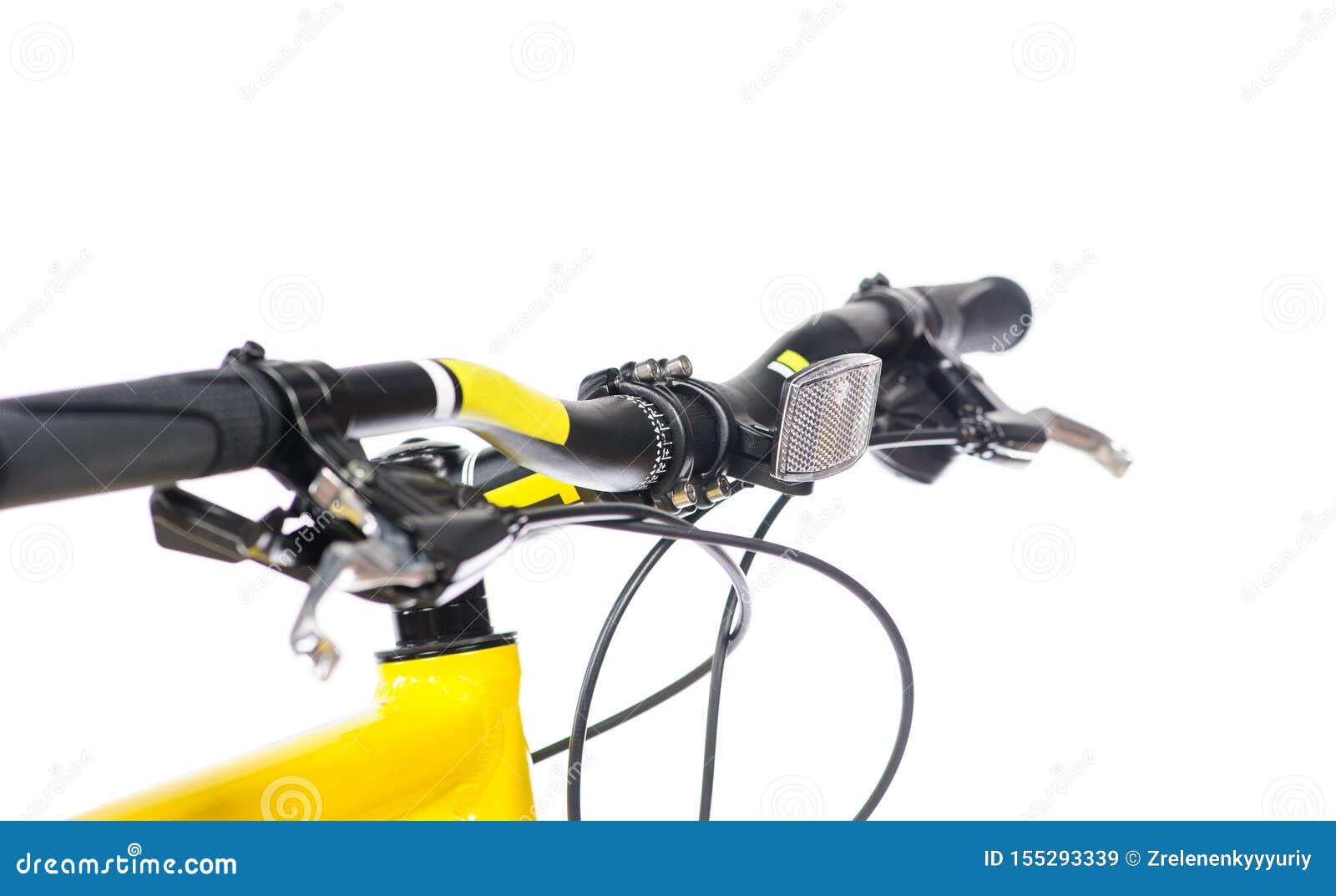 Parts of Yellow Bicycle on a Studio White Background. Close Up Details