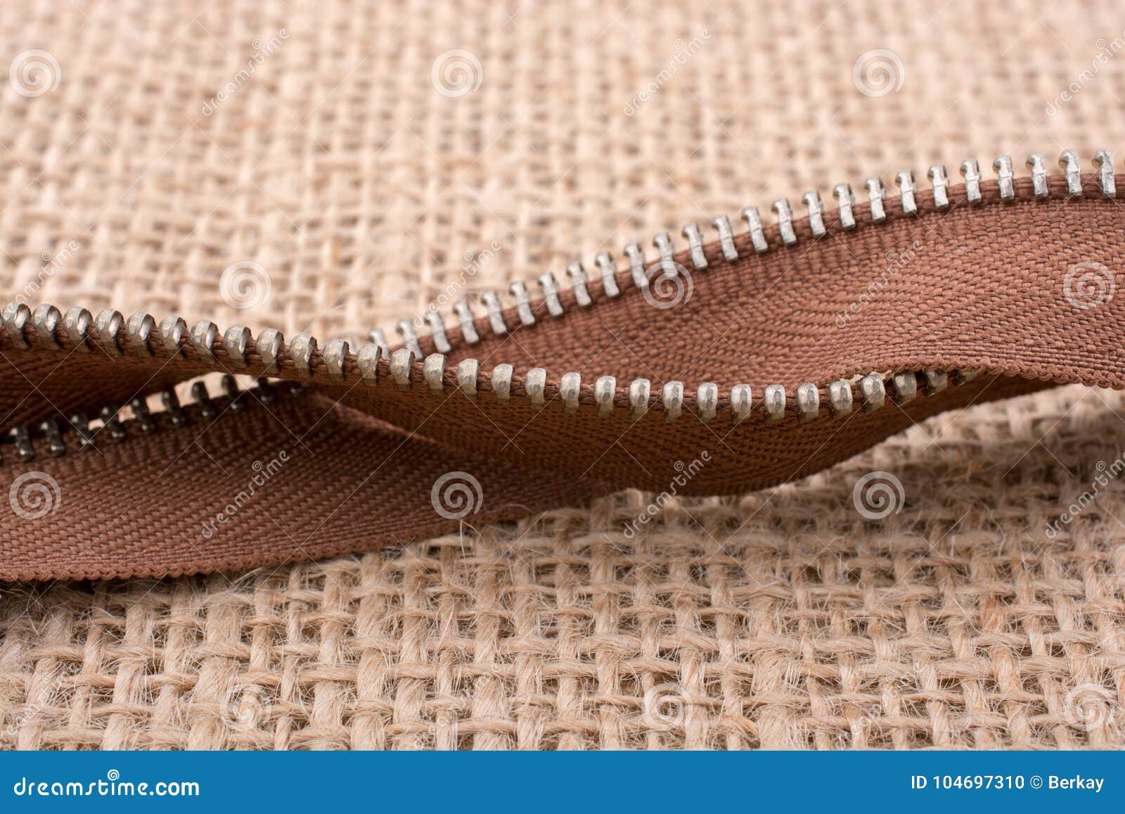 Parts of the Zipper on Linen Canvas Background Stock Photo - Image of ...