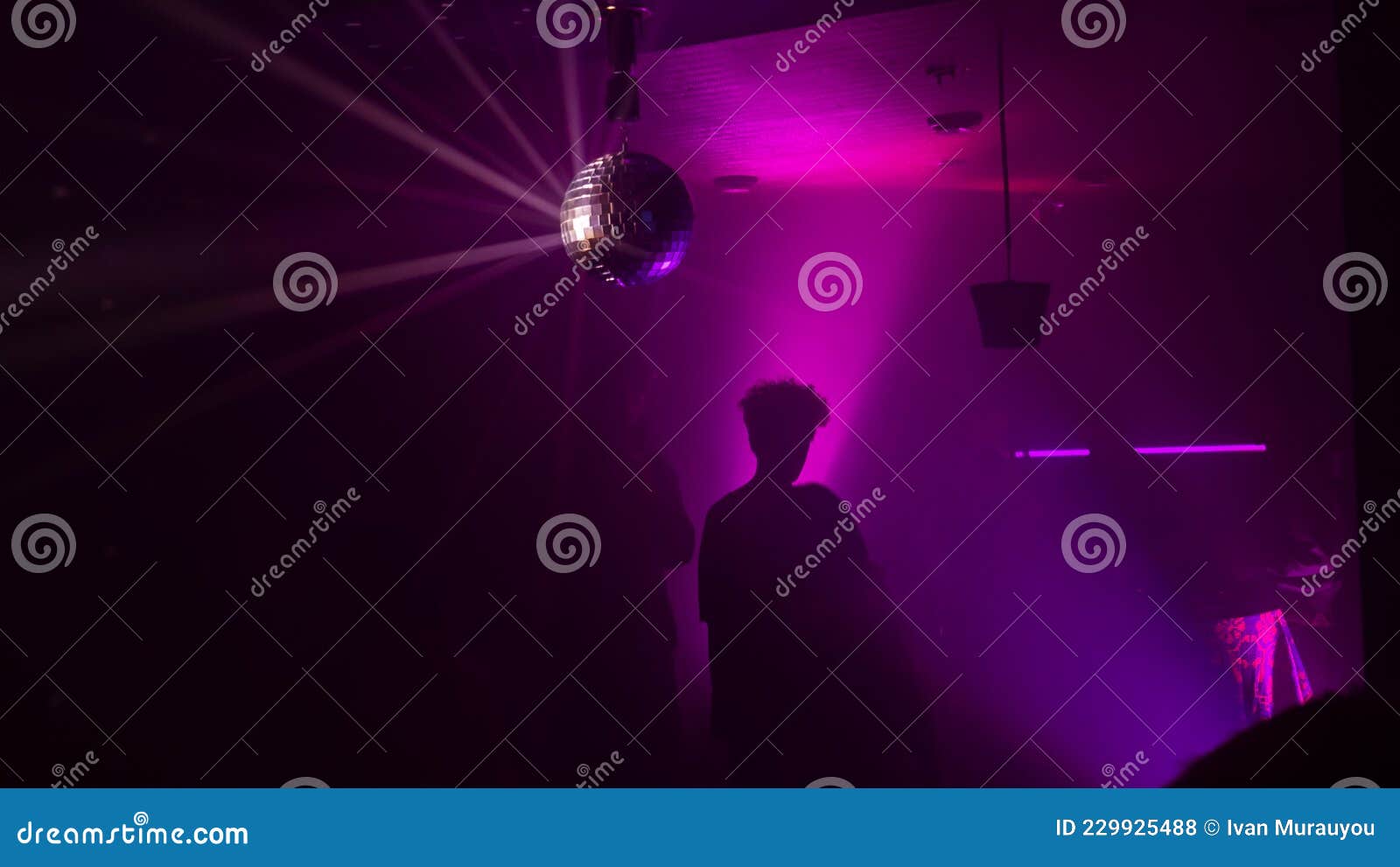 Party Atmosphere with Disco Ball. Light Beams Reflecting from a Disco ...