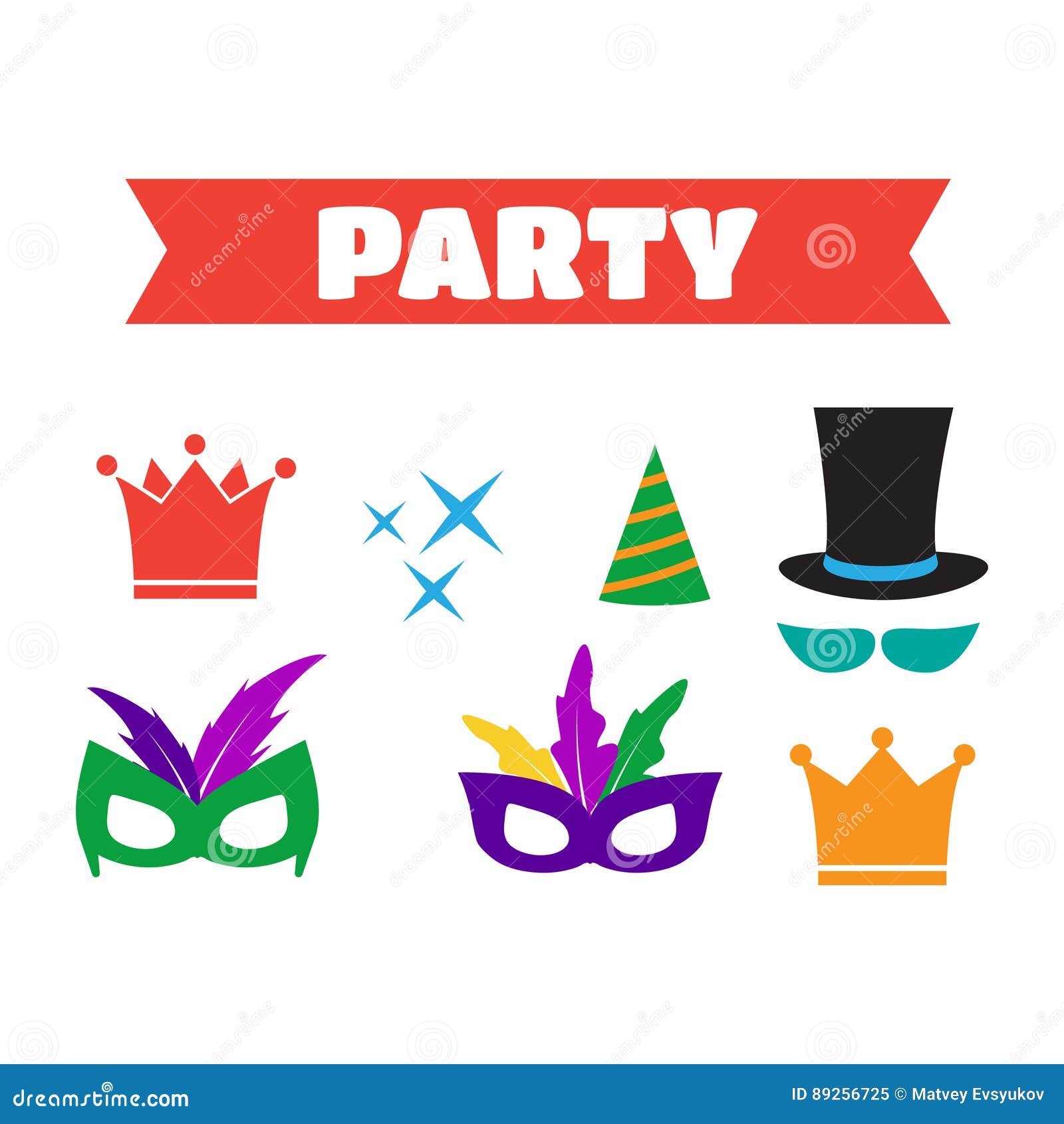 Party Birthday Photo Booth Props. Hat and Mask, Costume and Cylinder ...