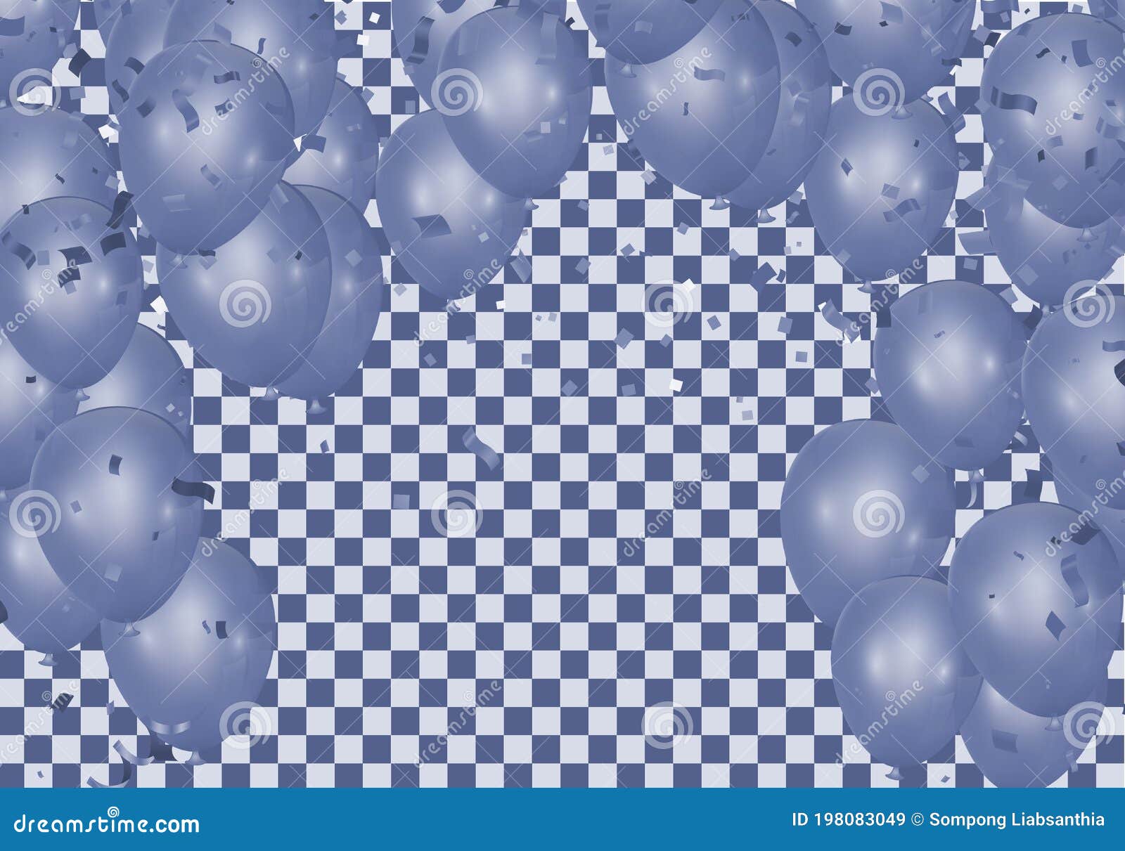 Party Blue Balloons Realistic Glossy Balloons Background with Bokeh