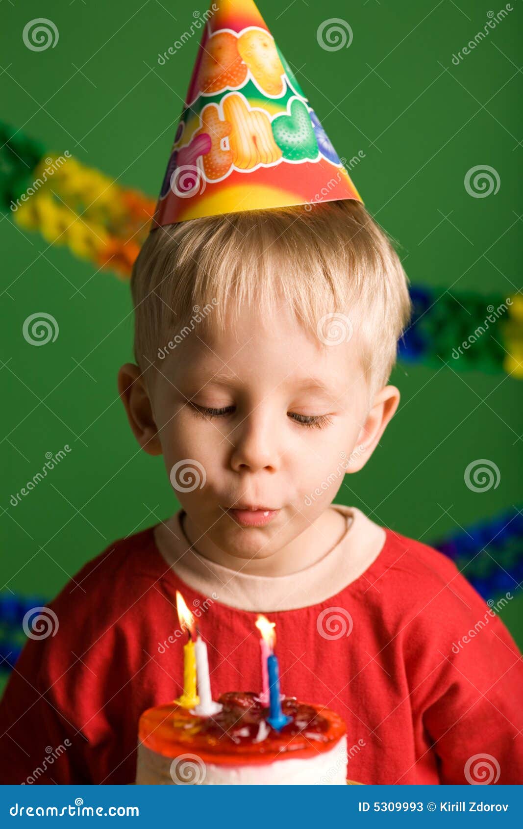 Party Boy Blowing Birthday Candles Stock Image Image of youngster