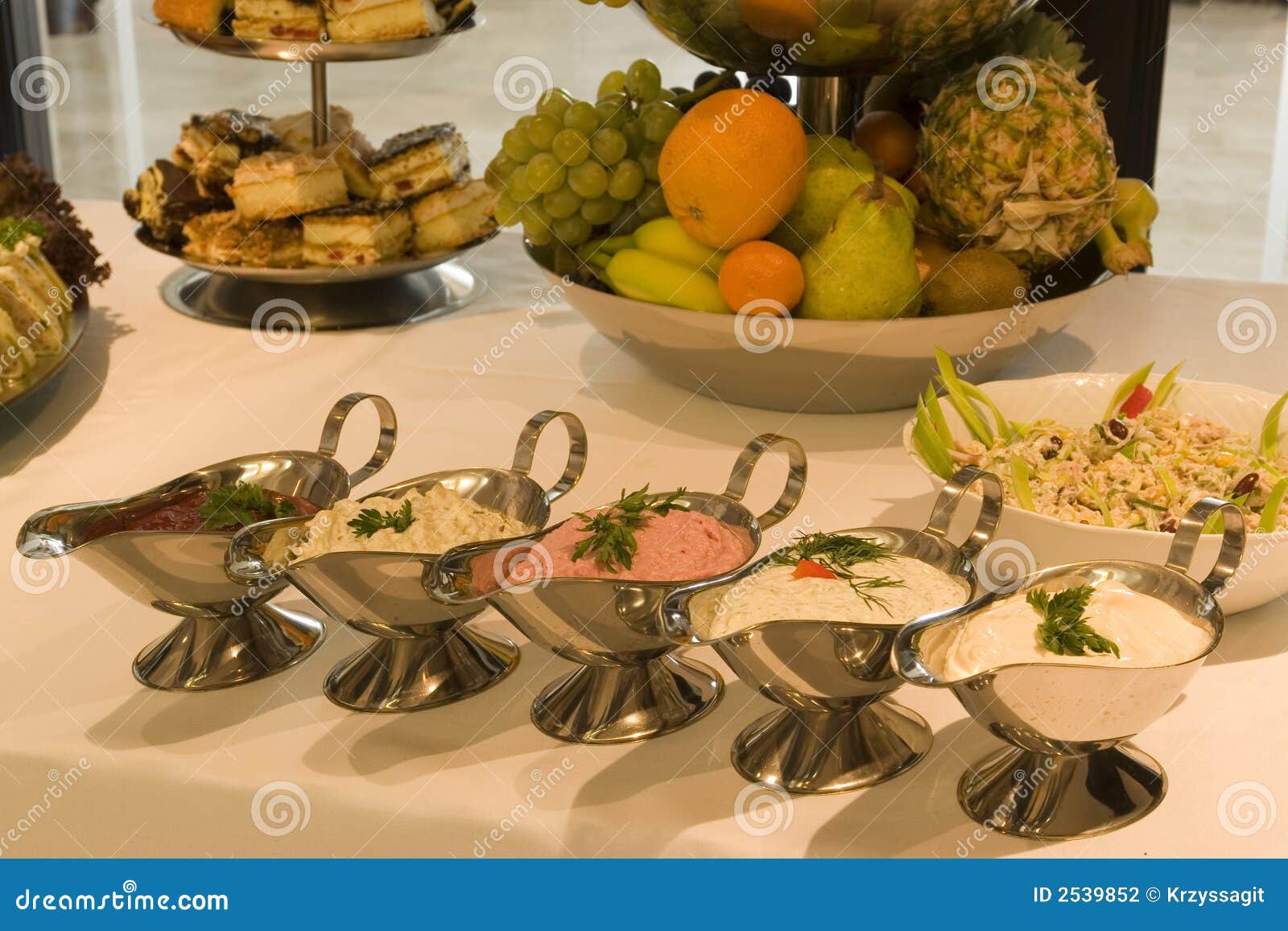 Party buffet spread stock photo. Image of silver, trays 2539852