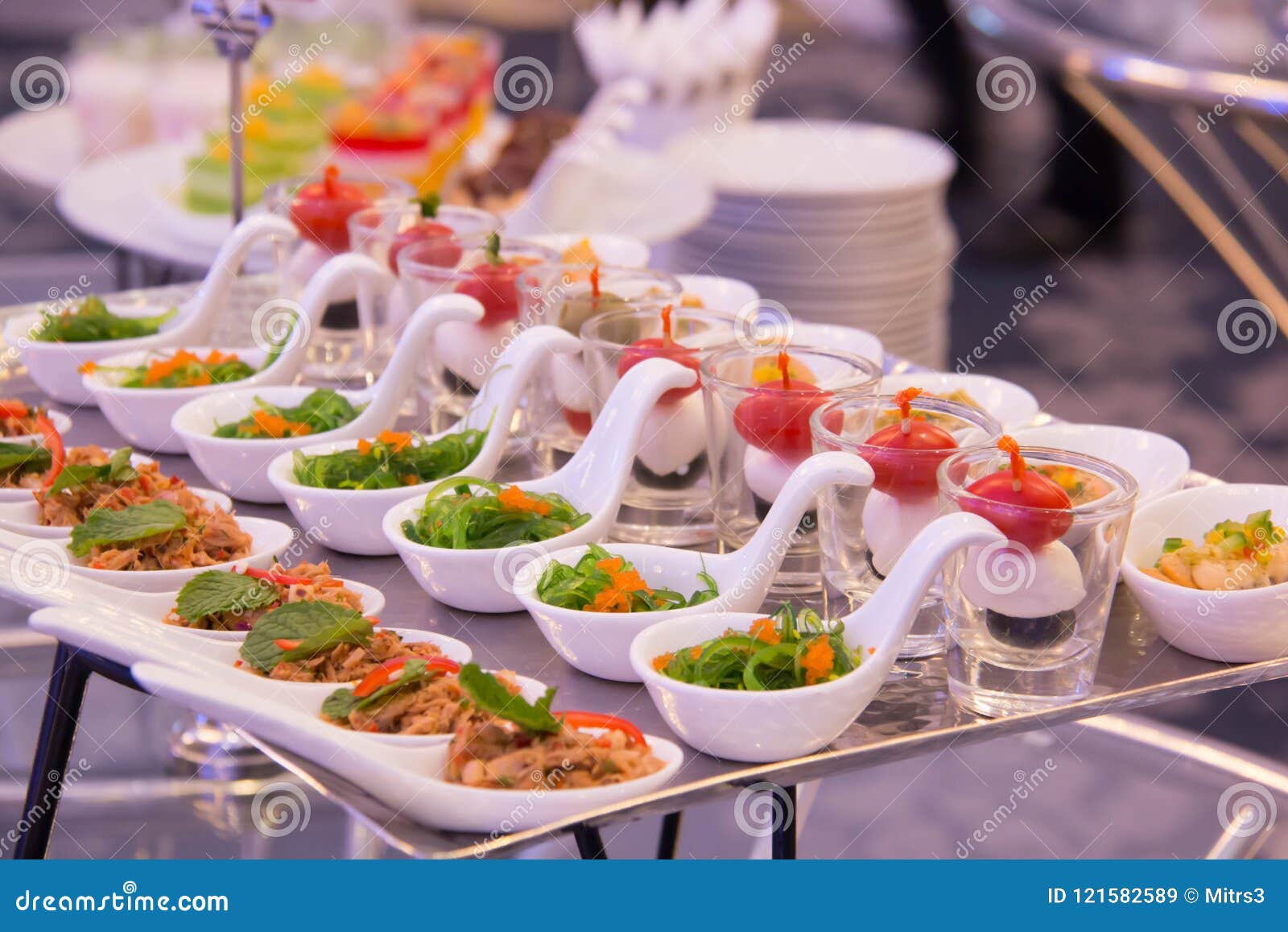 Party Catering Cocktail Food on a Mini Dish Stock Image - Image of tapas,  small: 121582589