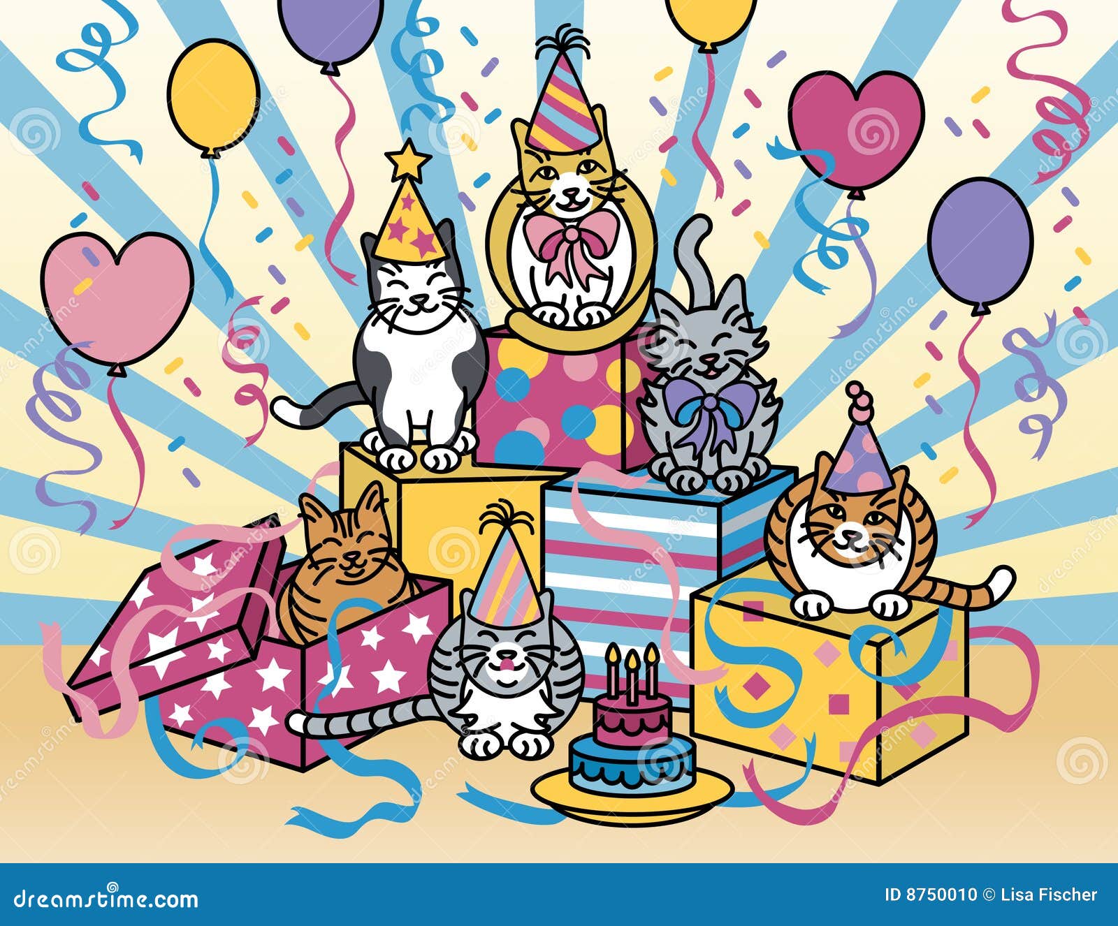 Party Cats stock vector. Illustration of pets, happy, cute - 8750010