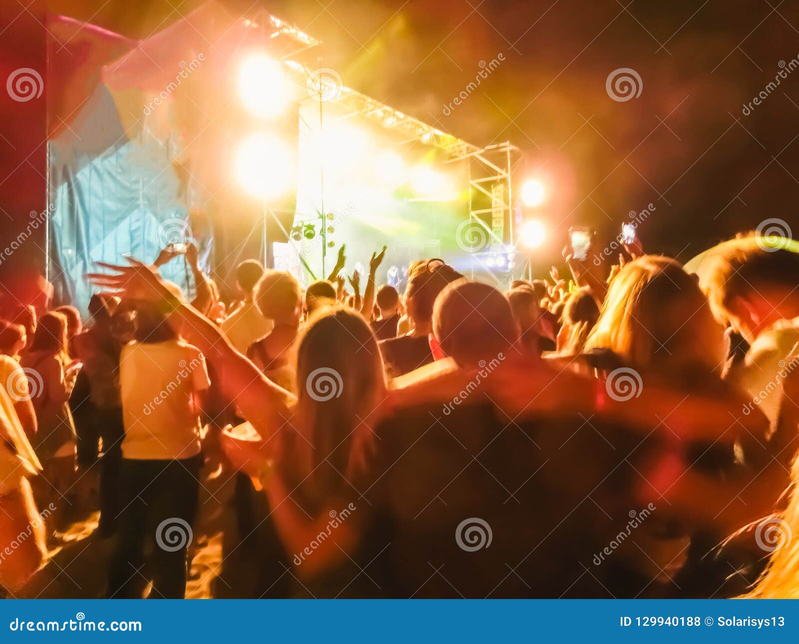 Crowd Raising Their Hands and Enjoying Great Festival Party or Concert ...