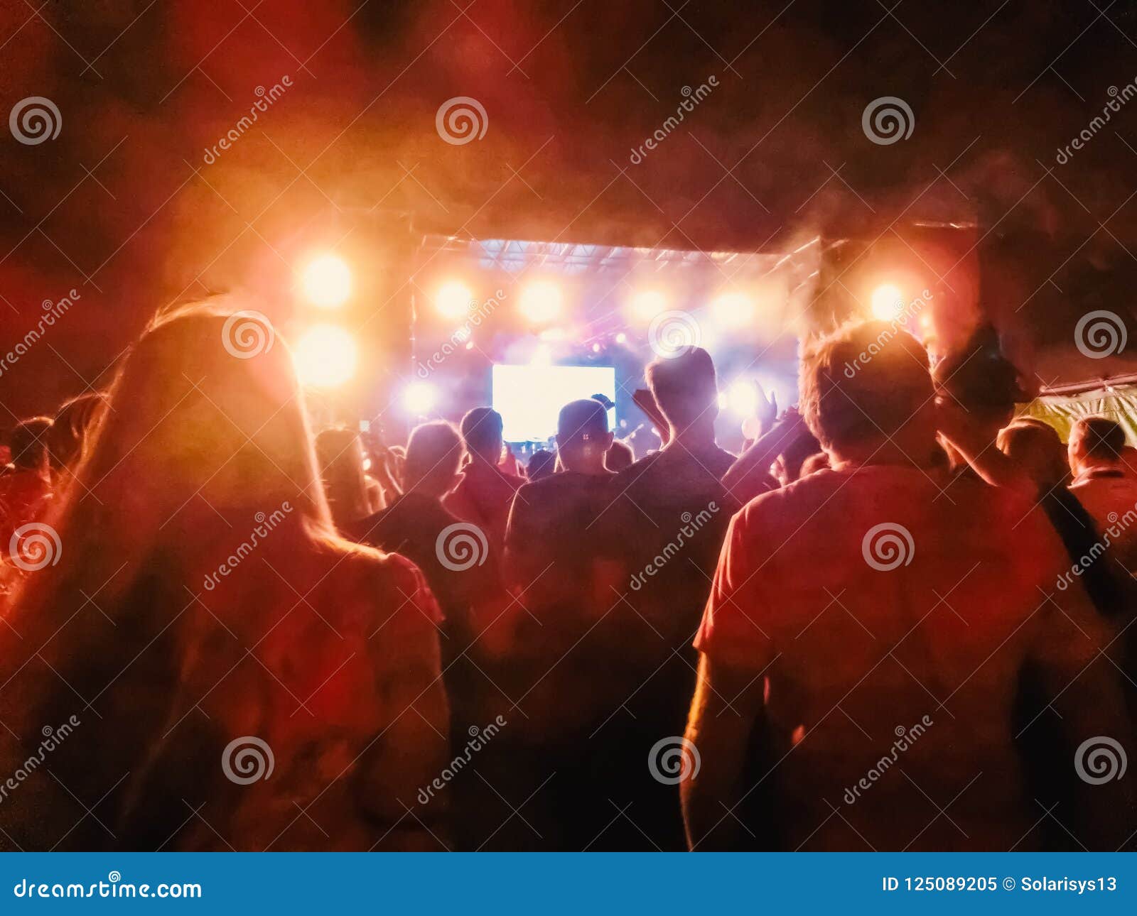 Crowd Raising Their Hands and Enjoying Great Festival Party or Concert ...